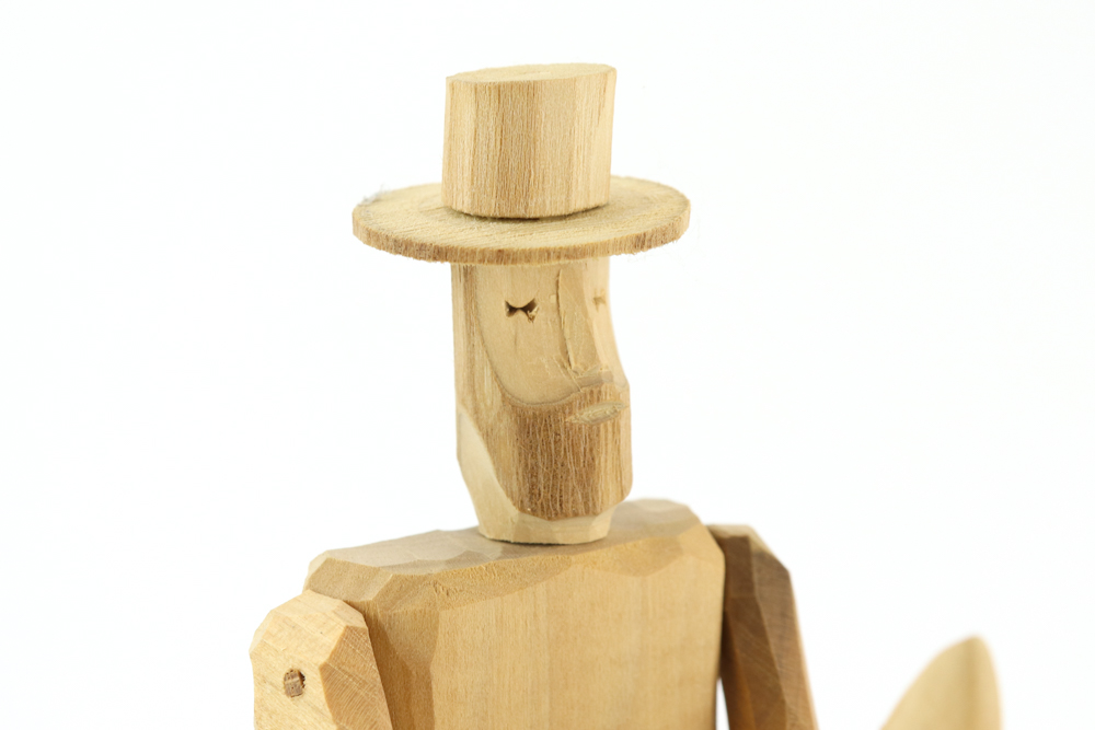 Donnie Brown Wood Sculpture of Man with Saw