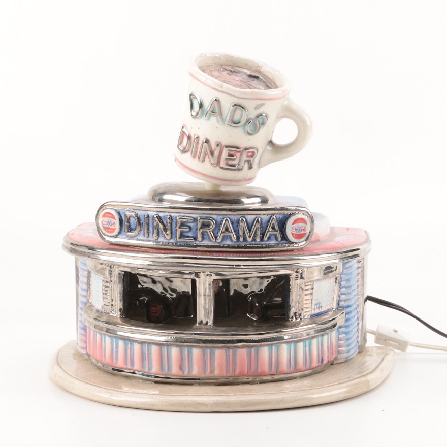 Signed Jerry Berta Ceramic Sculpture Diner Lamp