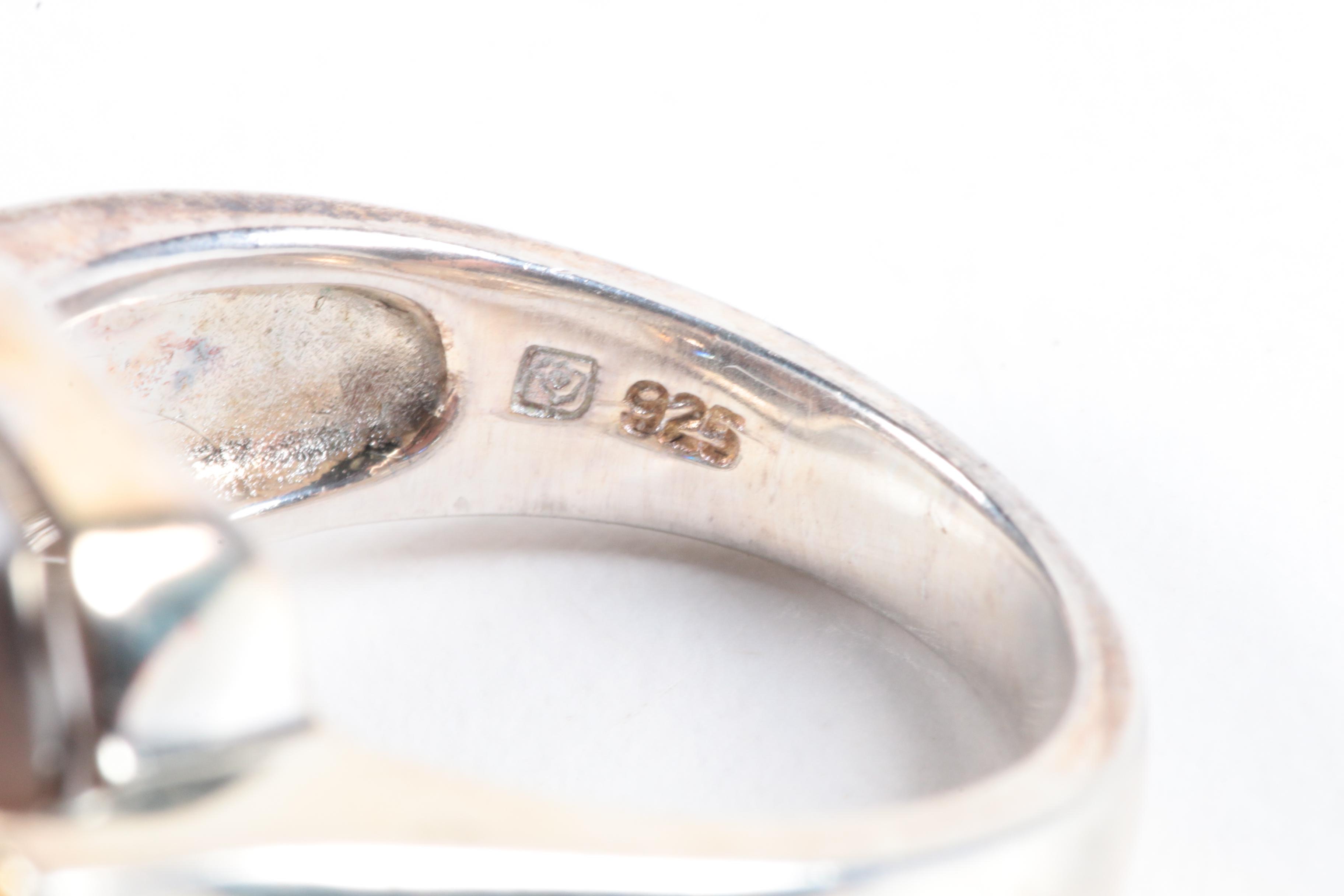 Sterling Silver Smoky Quartz Ring with Gold Toned Accents