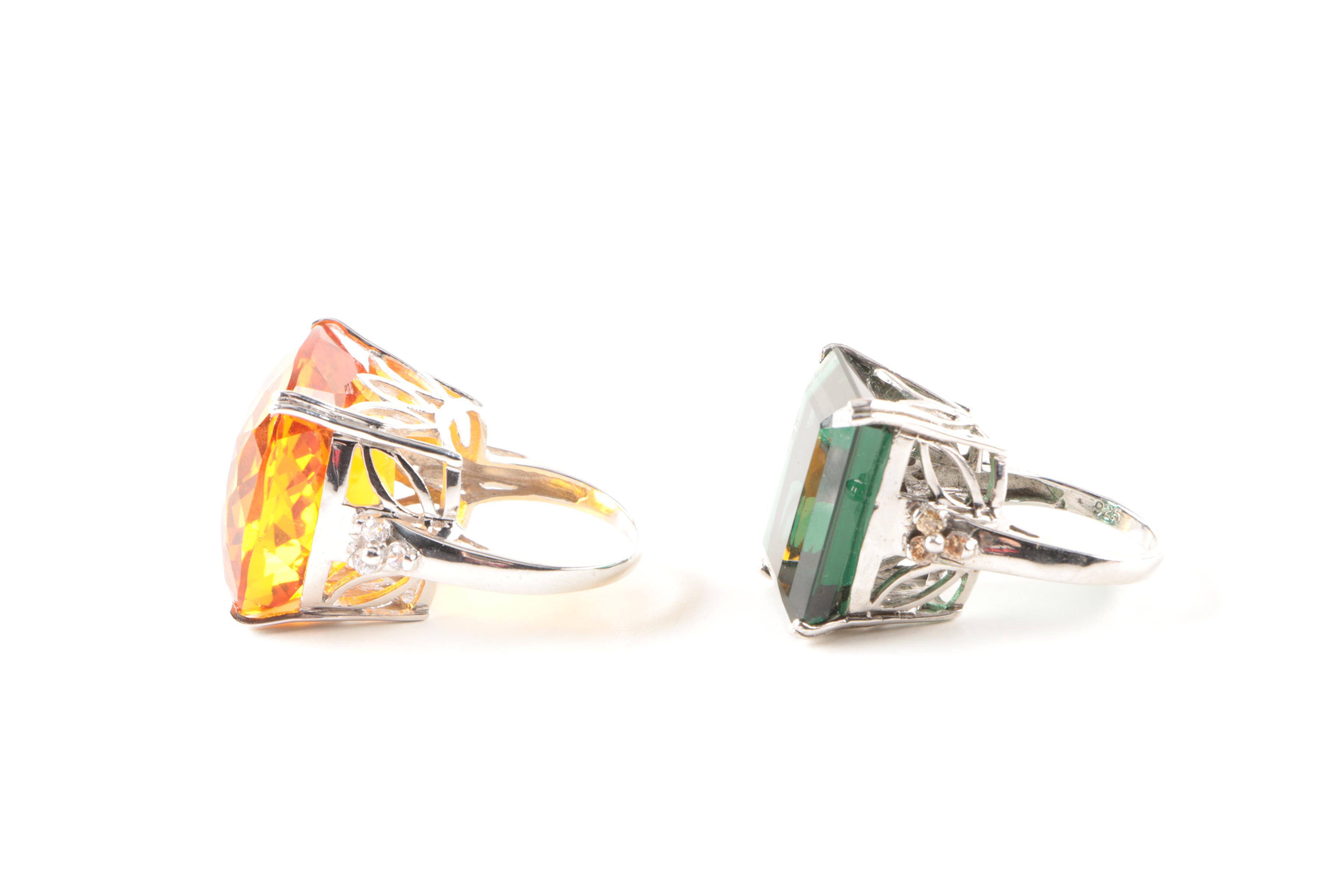 Sterling Silver Ring Selection Including Cubic Zirconia