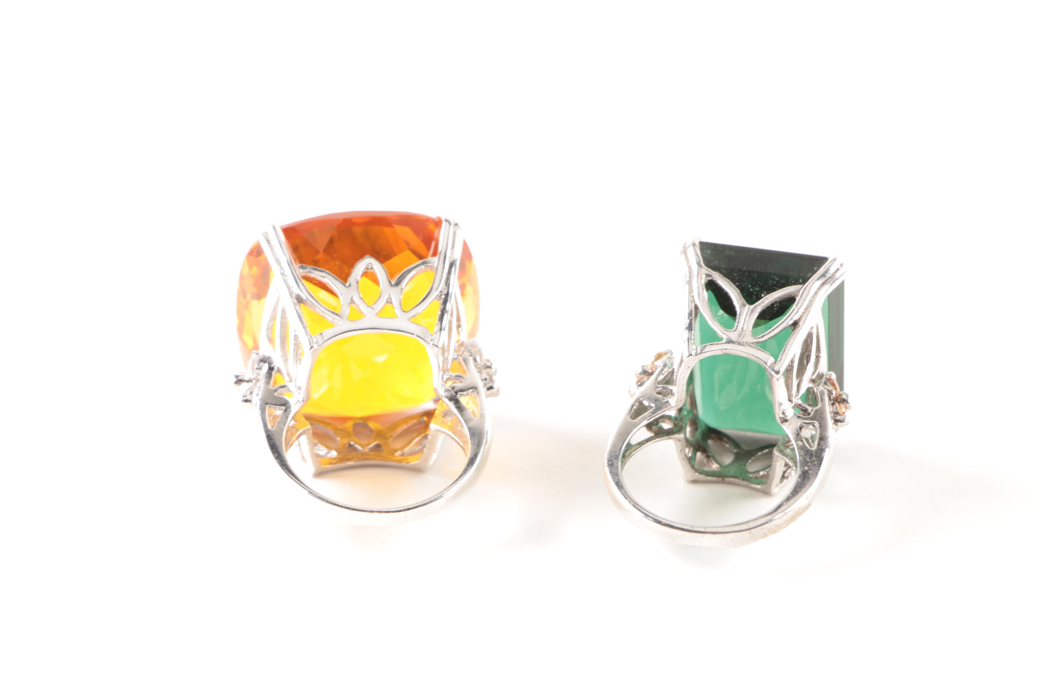 Sterling Silver Ring Selection Including Cubic Zirconia