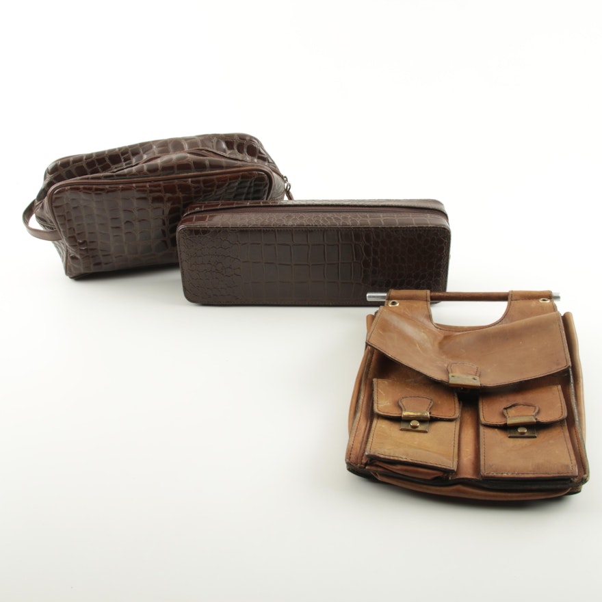 Cosmetic Bags and Italian Leather Handbag