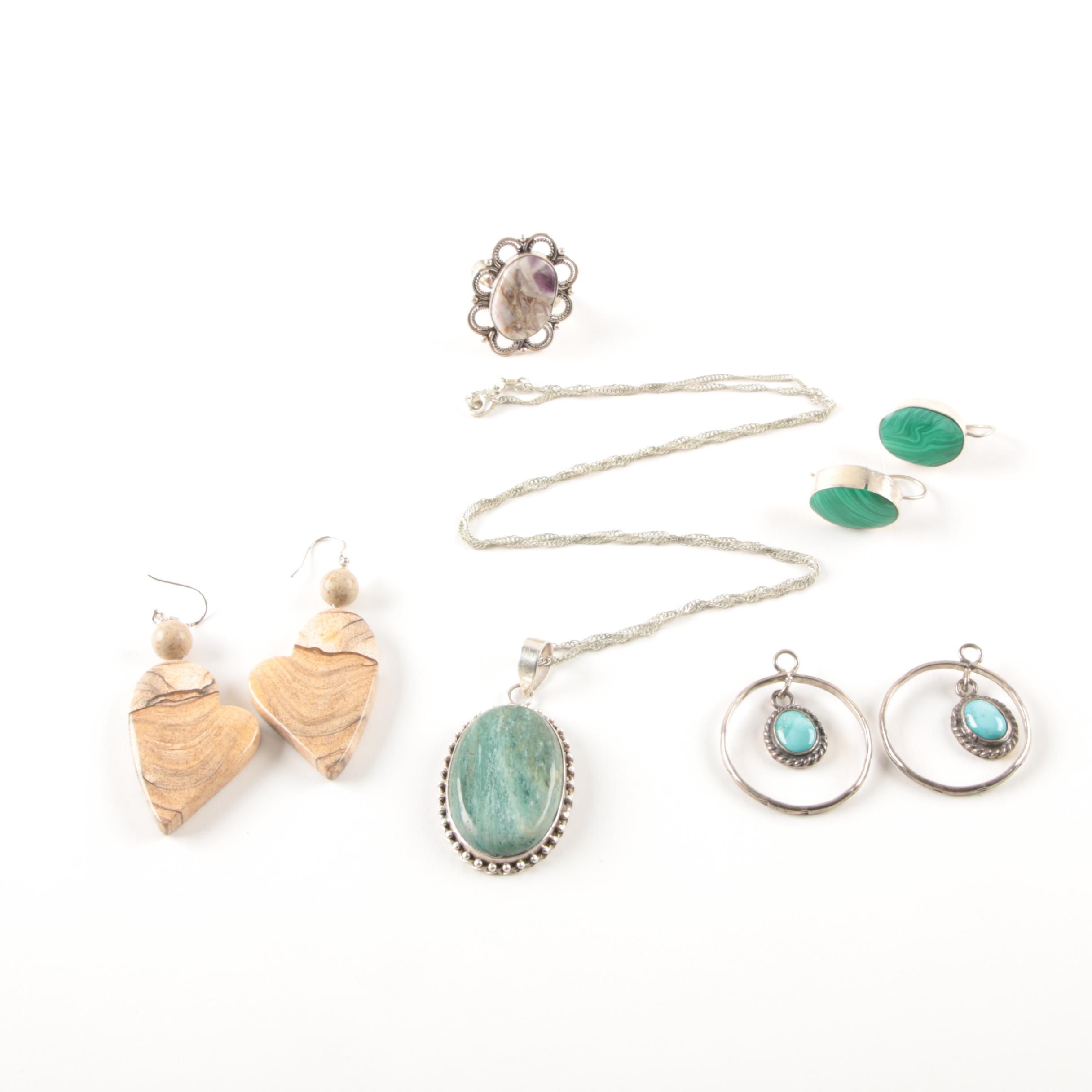 Sterling Silver Jasper and Amethyst Jewelry Selection