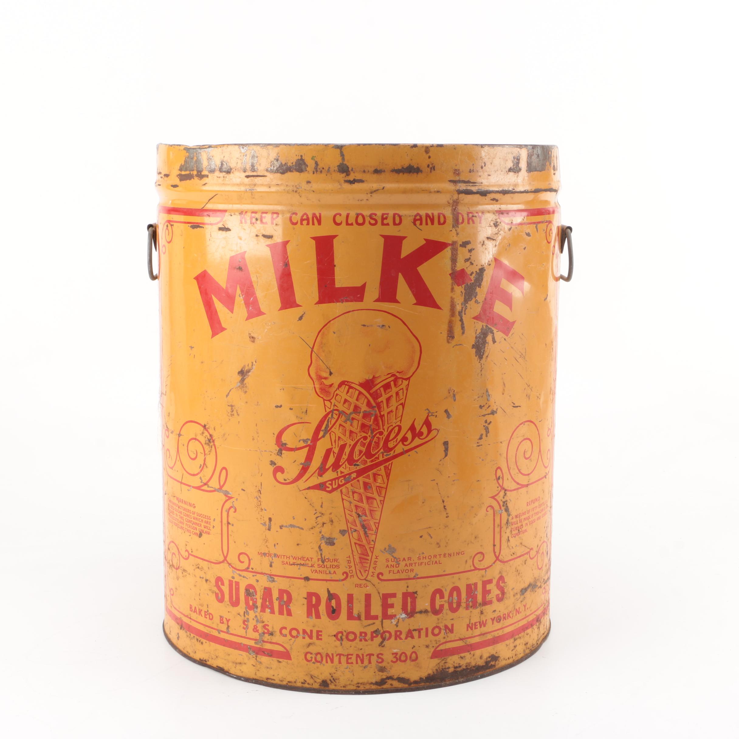 Vintage Milk-E Sugar Cone Can