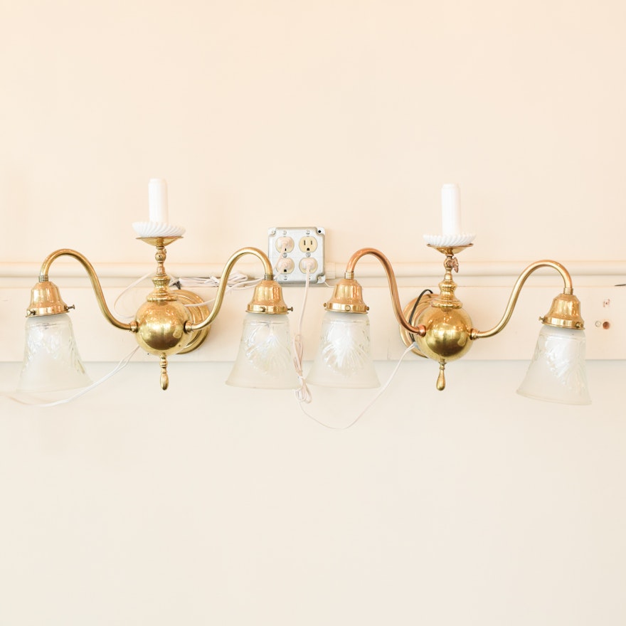 Converted Electric Brass Wall Sconces