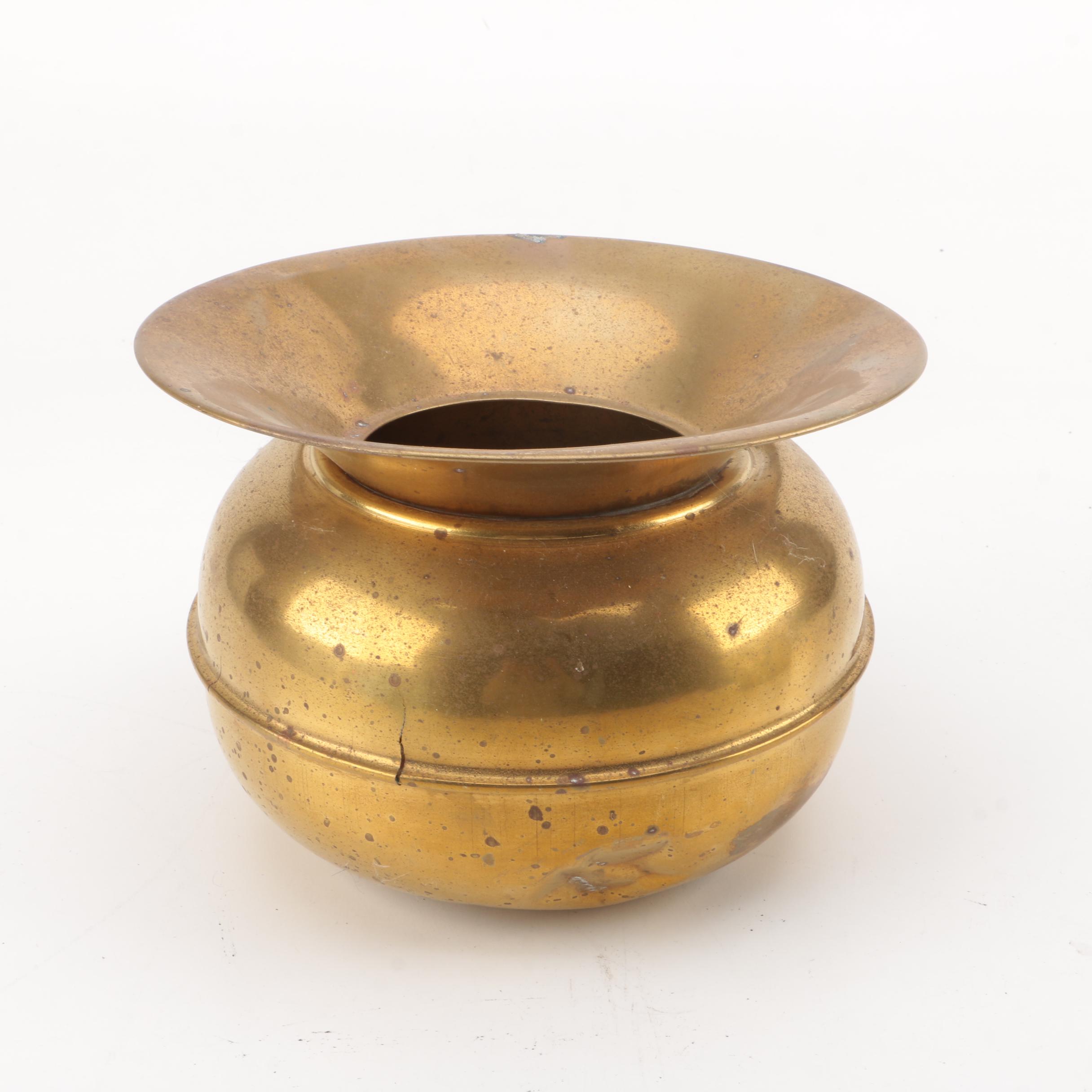 Vintage Iron Craft Brass Tea Kettle with Spittoon