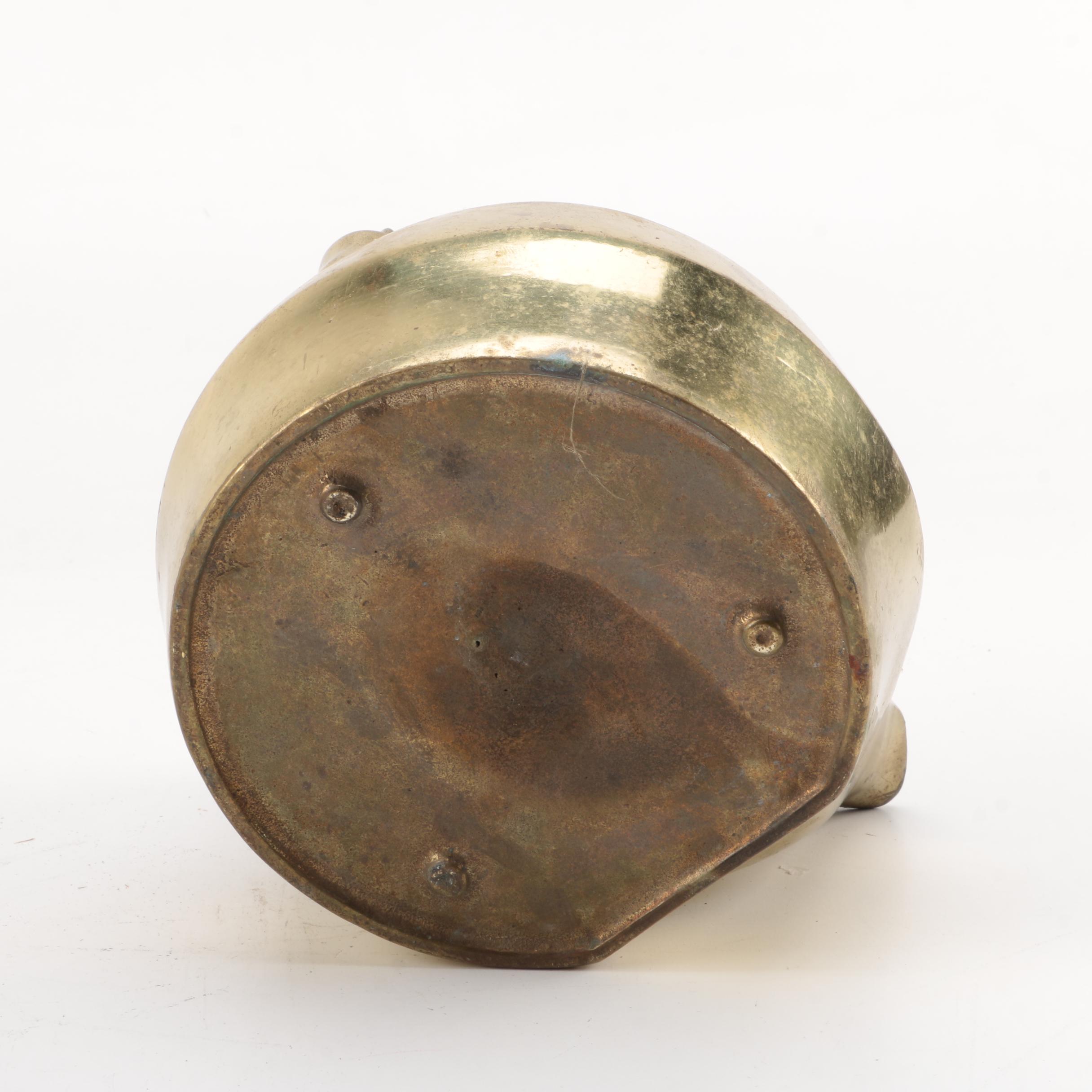 Vintage Iron Craft Brass Tea Kettle with Spittoon