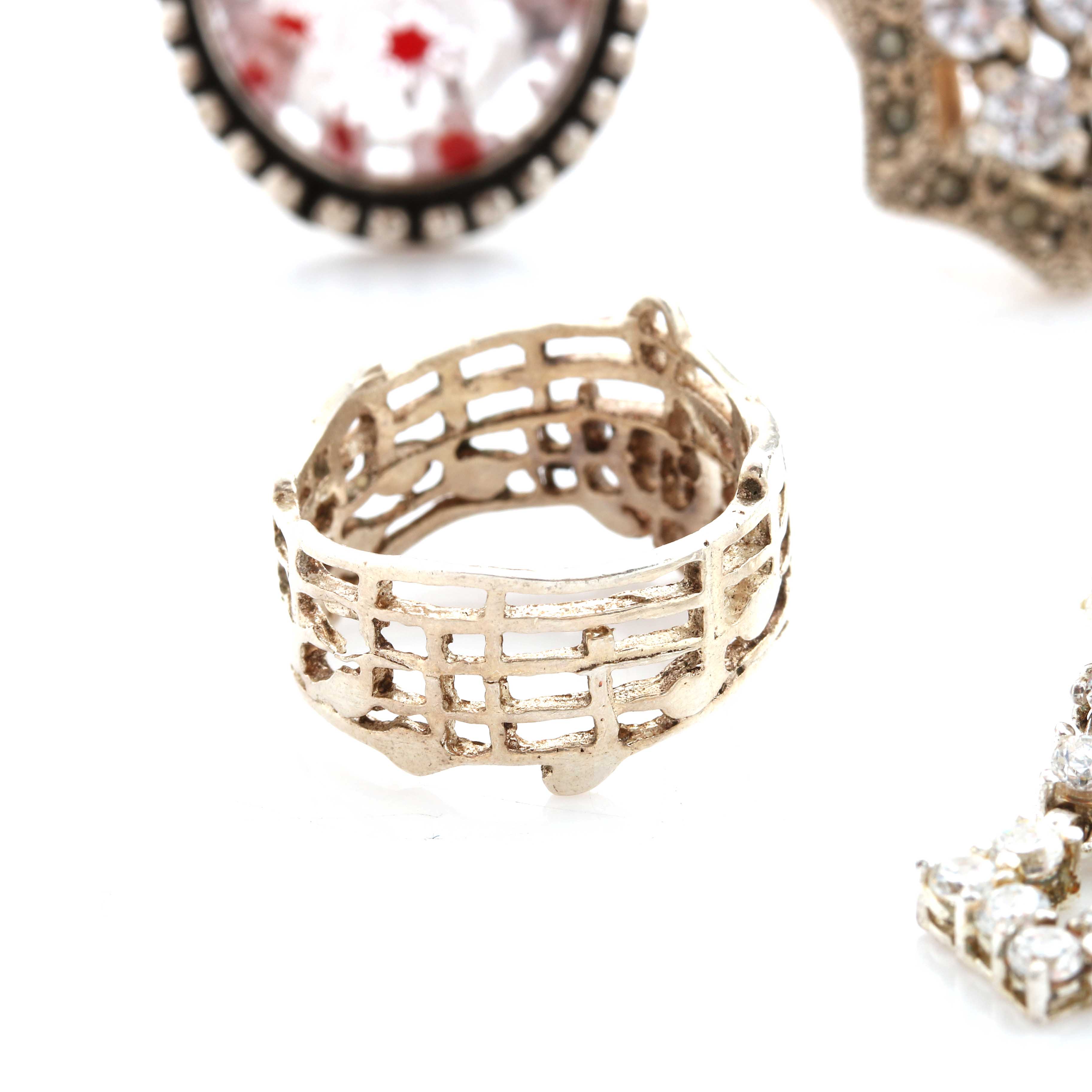 Sterling Silver Jewelry Selection Including Diamonds