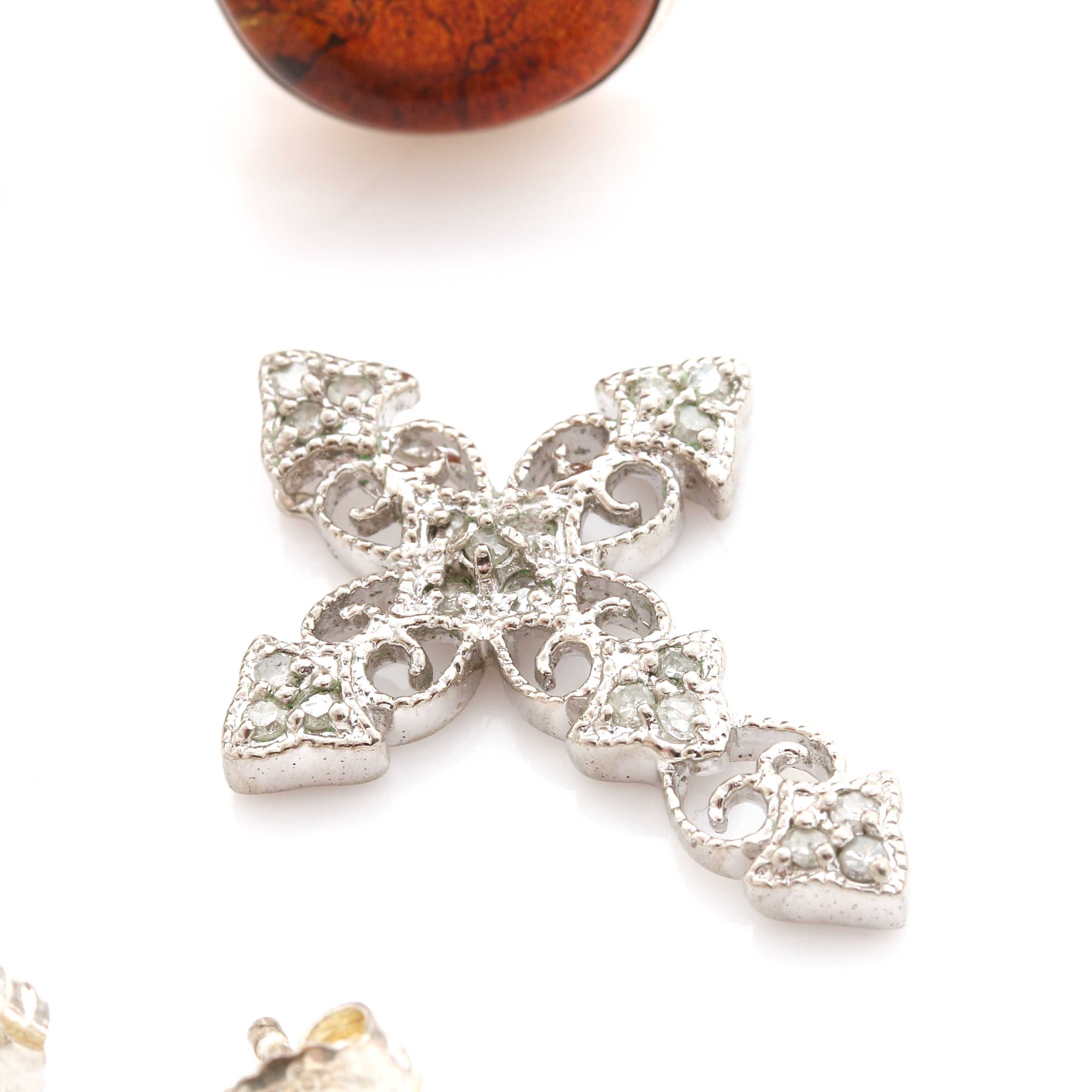 Sterling Silver Jewelry Selection Including Diamonds