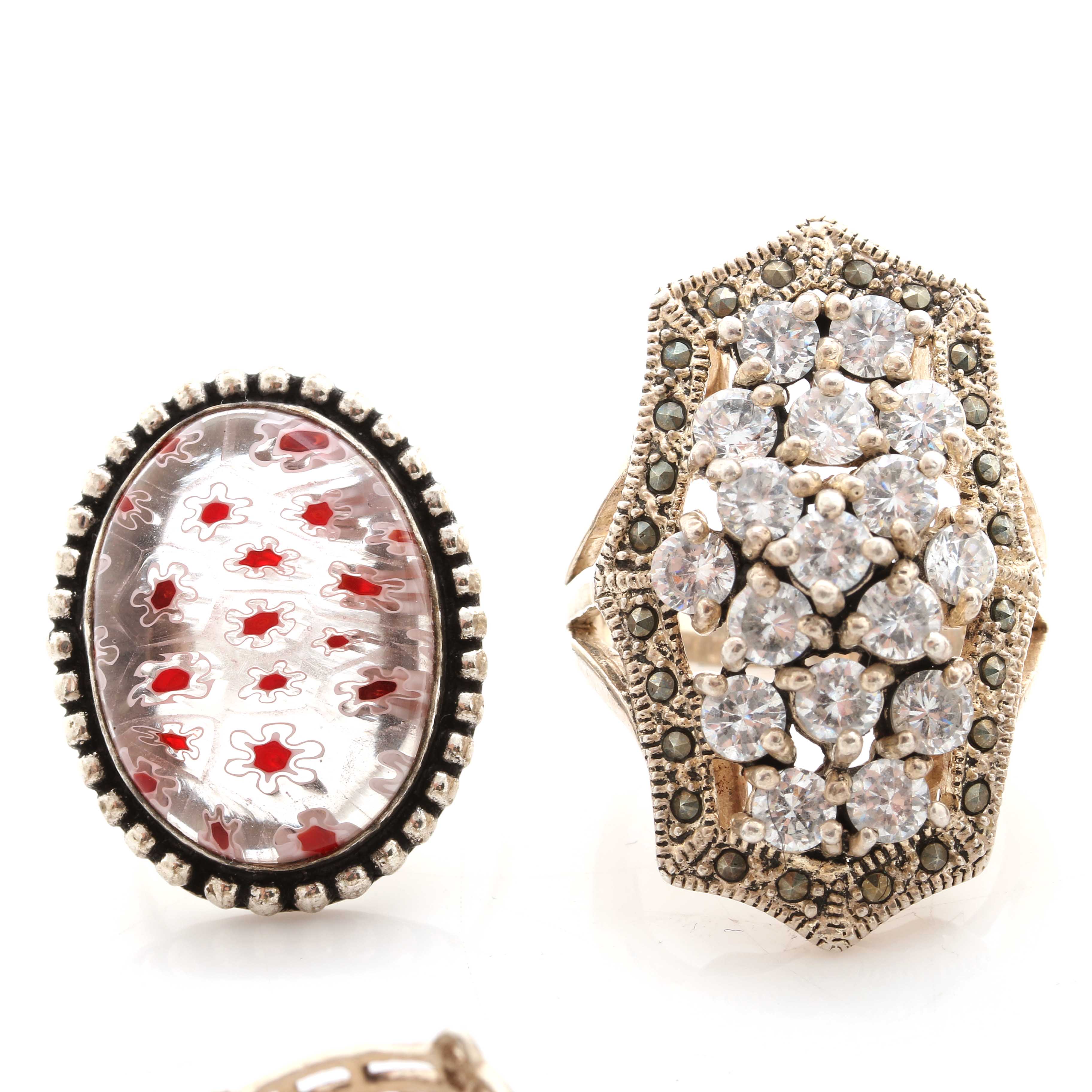 Sterling Silver Jewelry Selection Including Diamonds