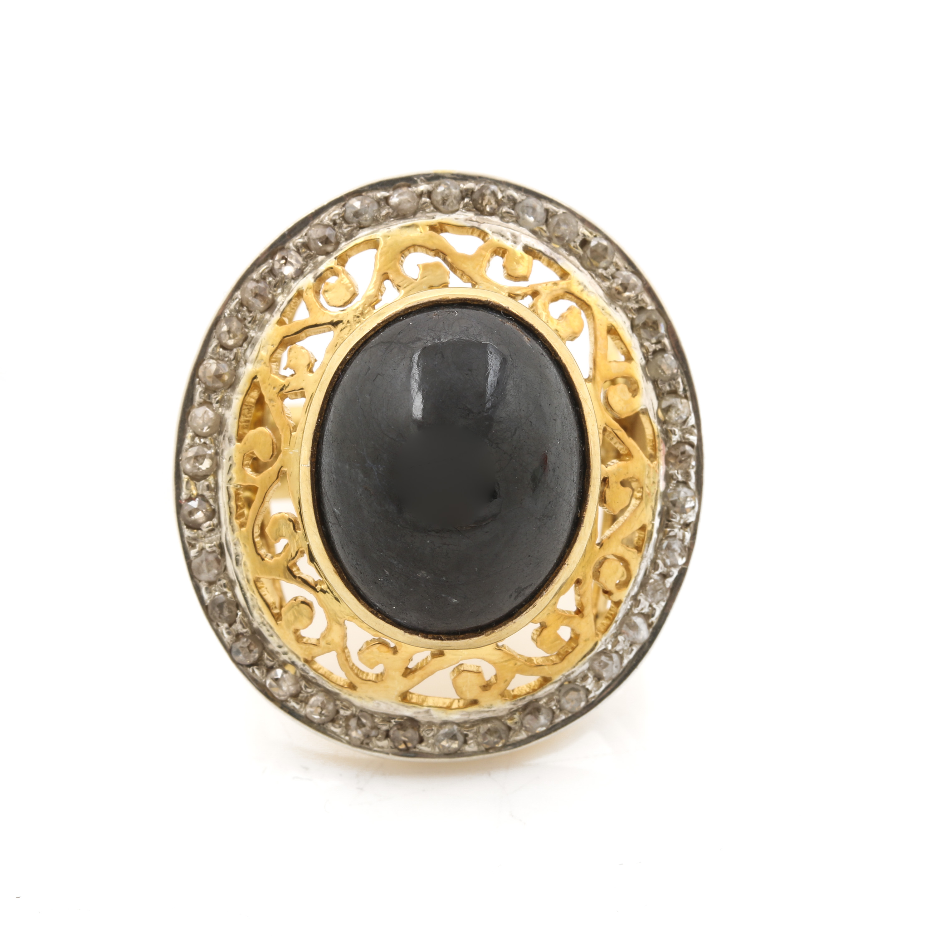 Sterling Silver Sapphire and Diamond Ring