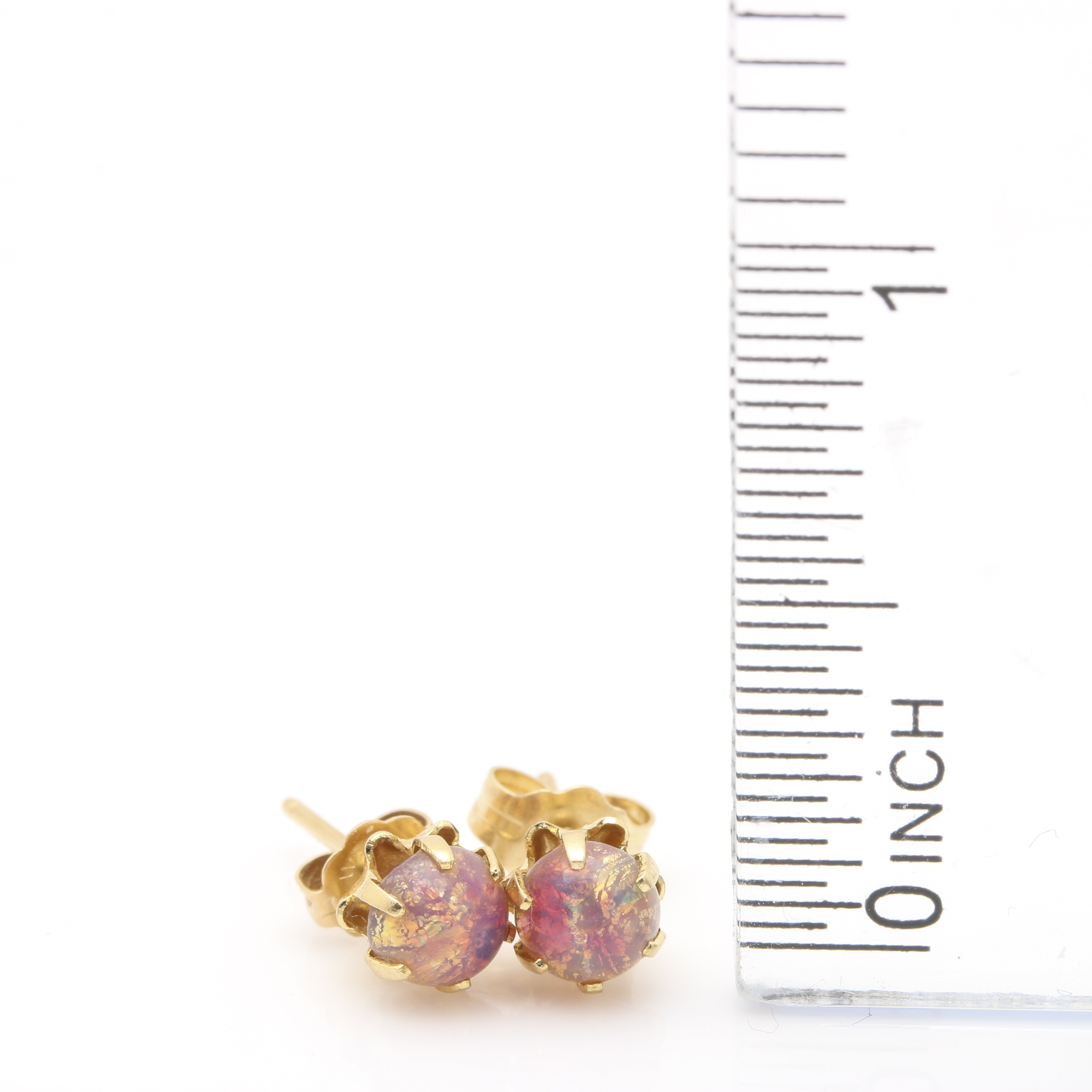 14K Yellow Gold Glass Stud Earrings