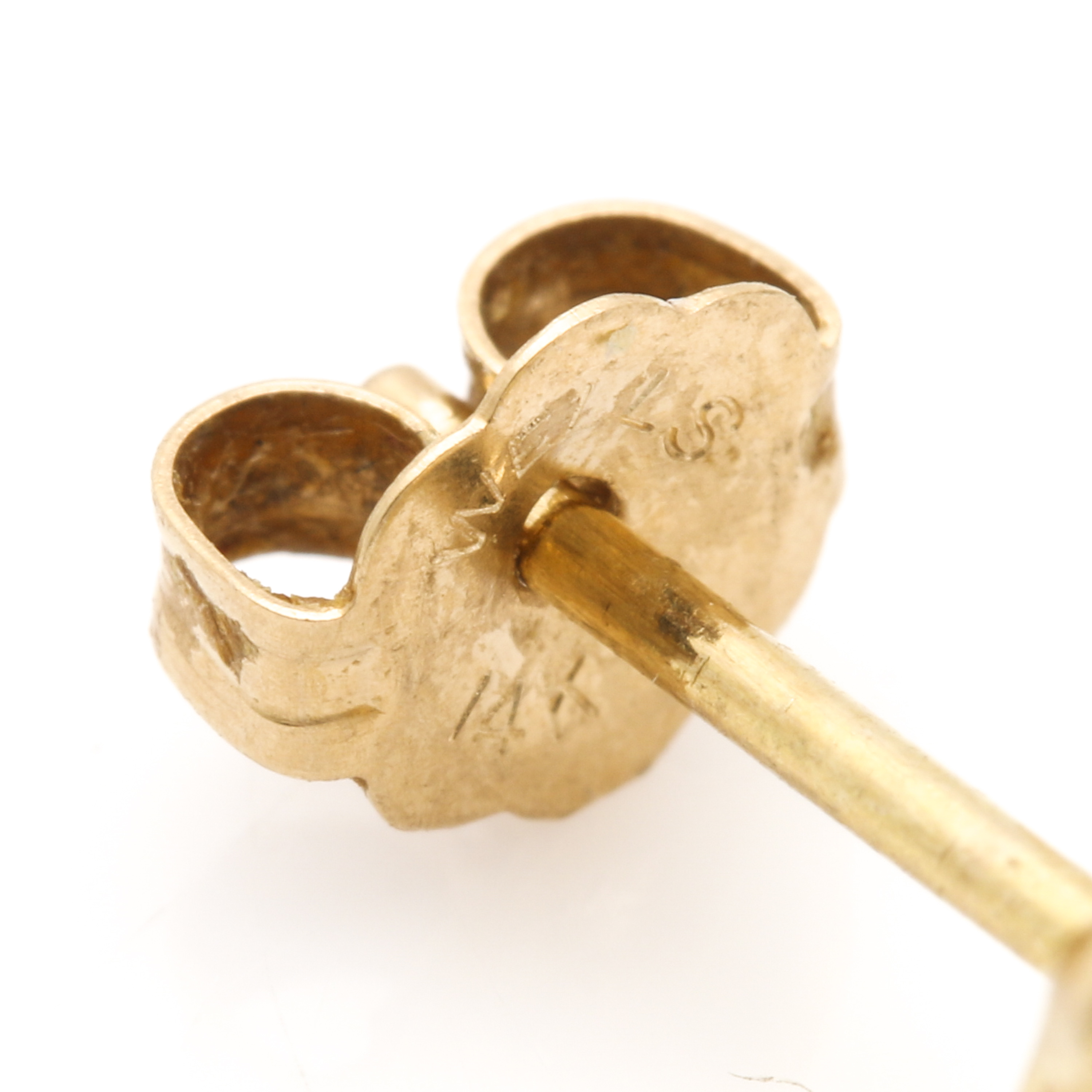 14K Yellow Gold Glass Stud Earrings