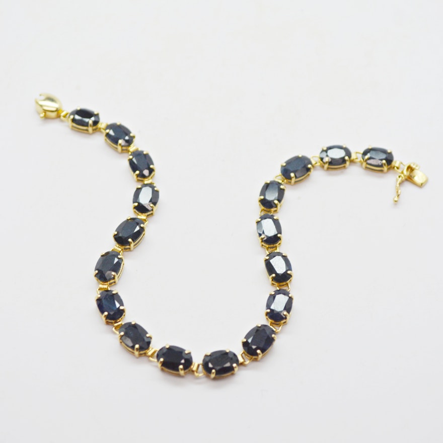 14K Yellow Gold Black Sapphire Bracelet