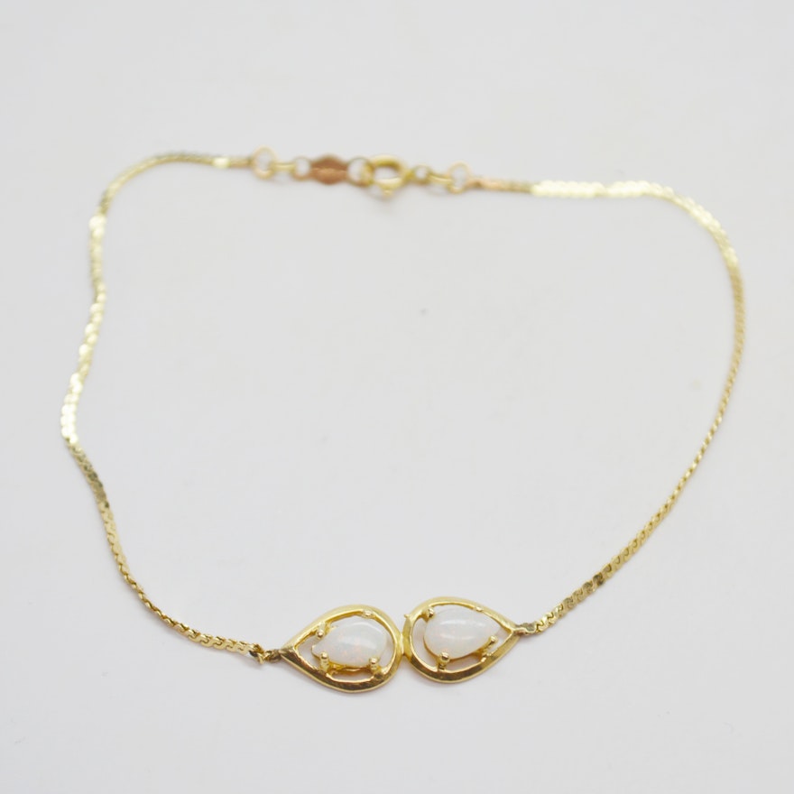 14K Yellow Gold Opal Bracelet