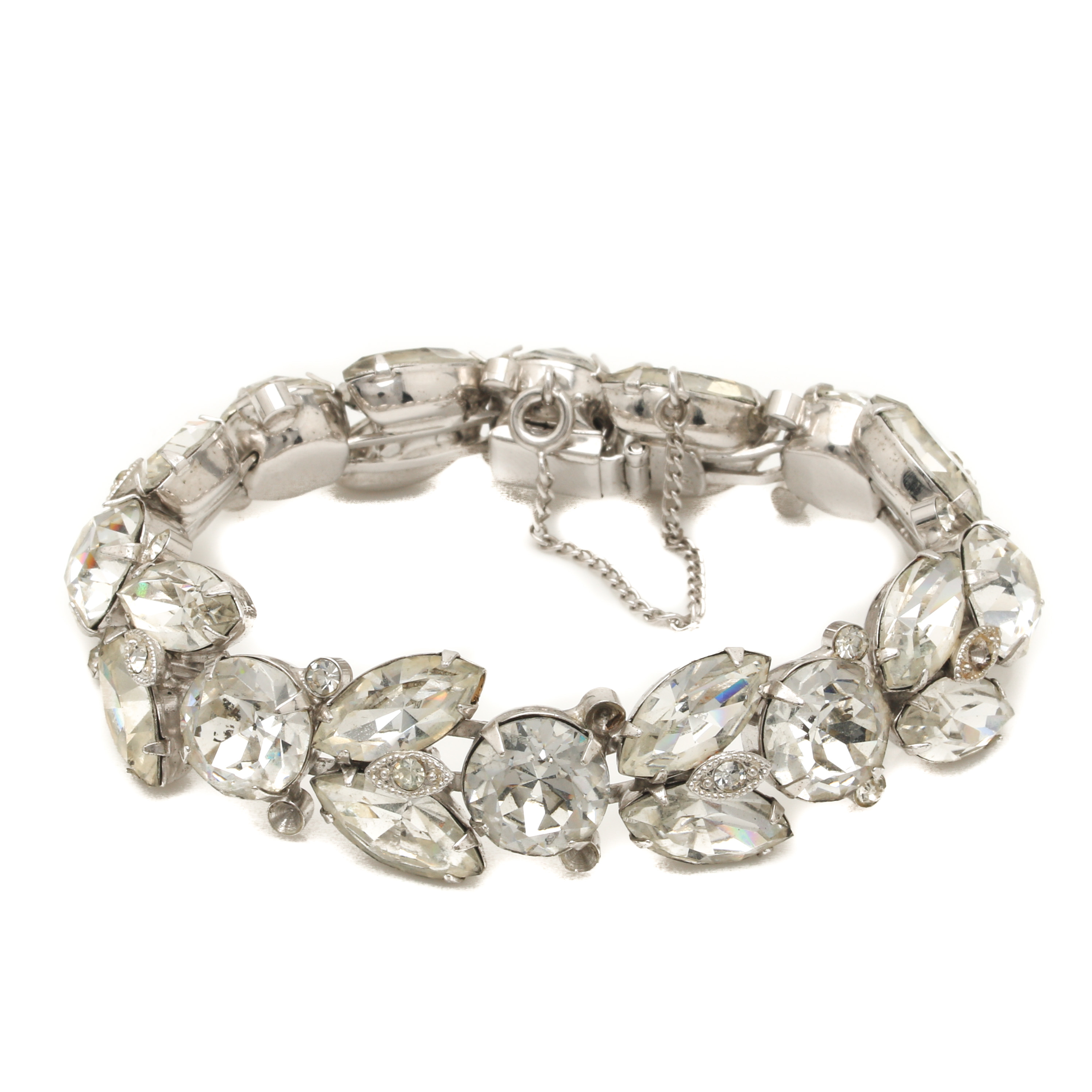 Selection of Eisenberg and Jomaz Silver Tone Glass Demi Parure Jewelry