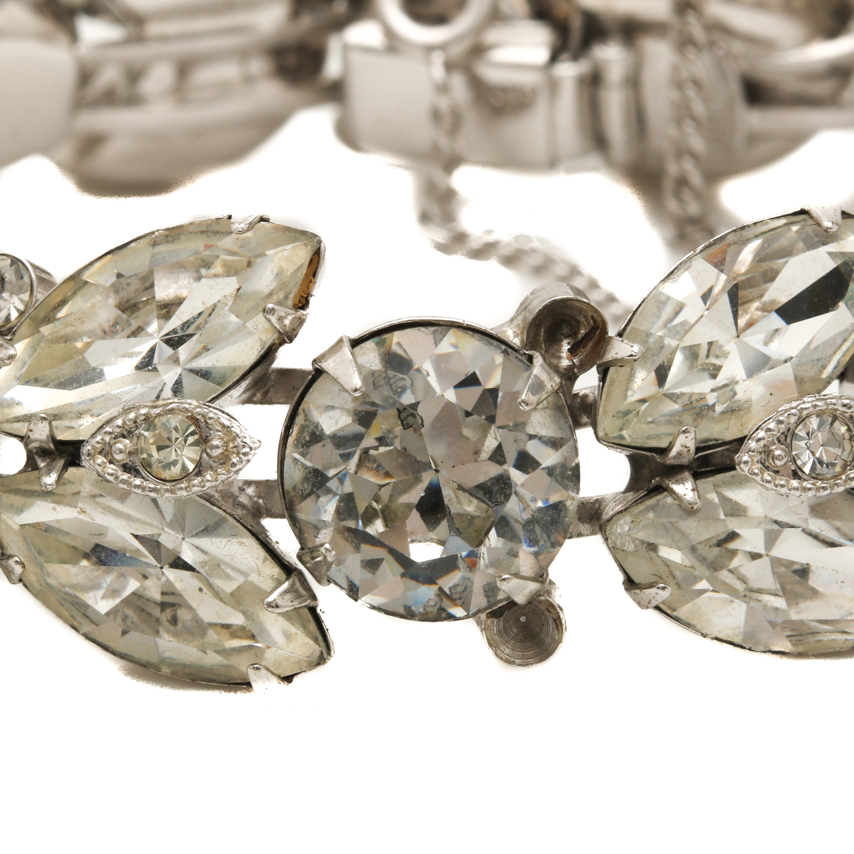 Selection of Eisenberg and Jomaz Silver Tone Glass Demi Parure Jewelry