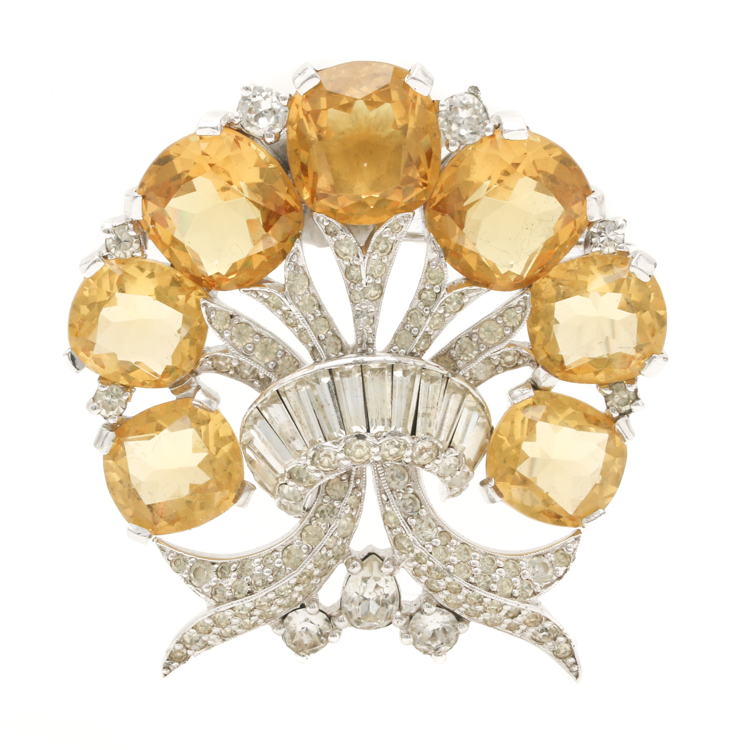 Selection of Eisenberg and Jomaz Silver Tone Glass Demi Parure Jewelry