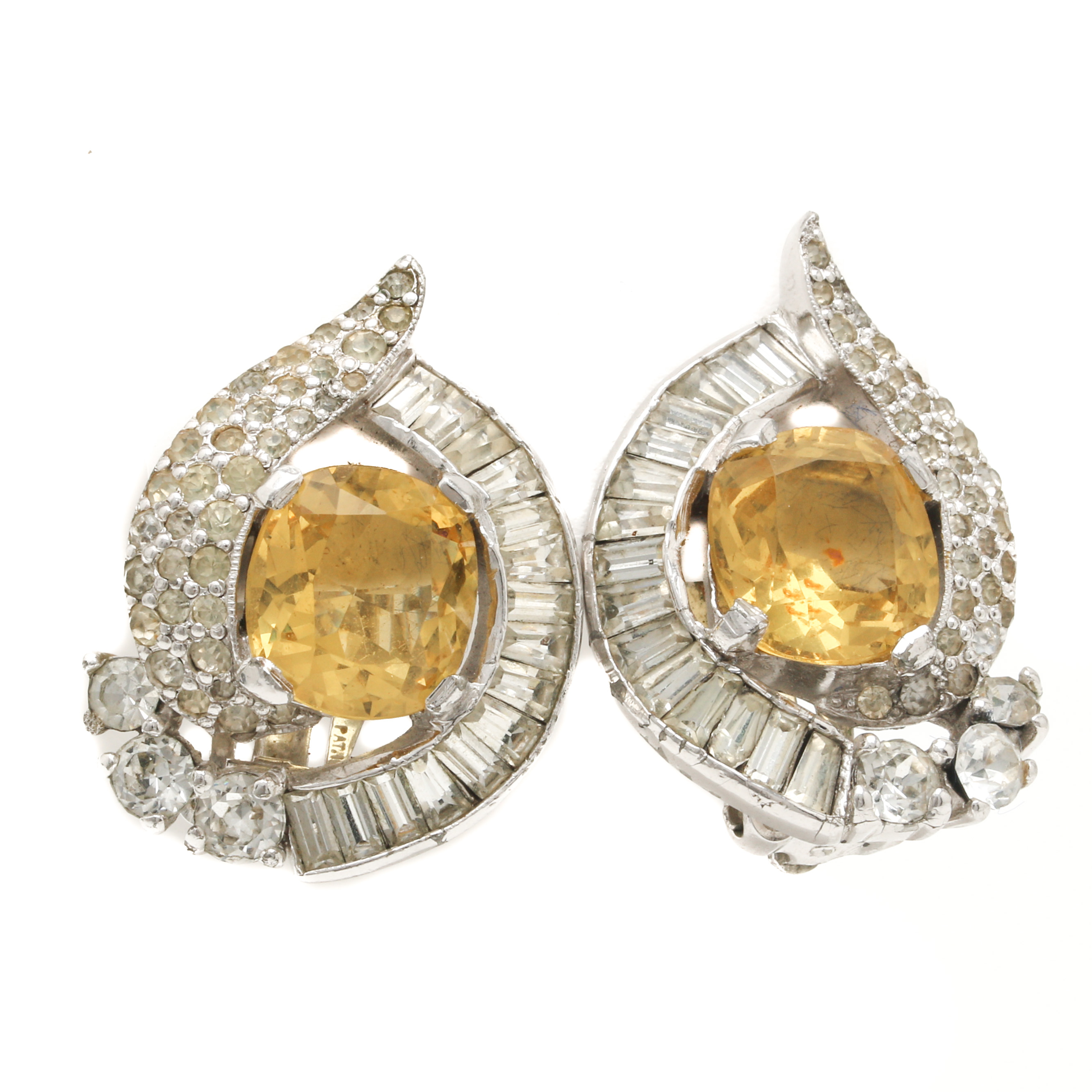 Selection of Eisenberg and Jomaz Silver Tone Glass Demi Parure Jewelry