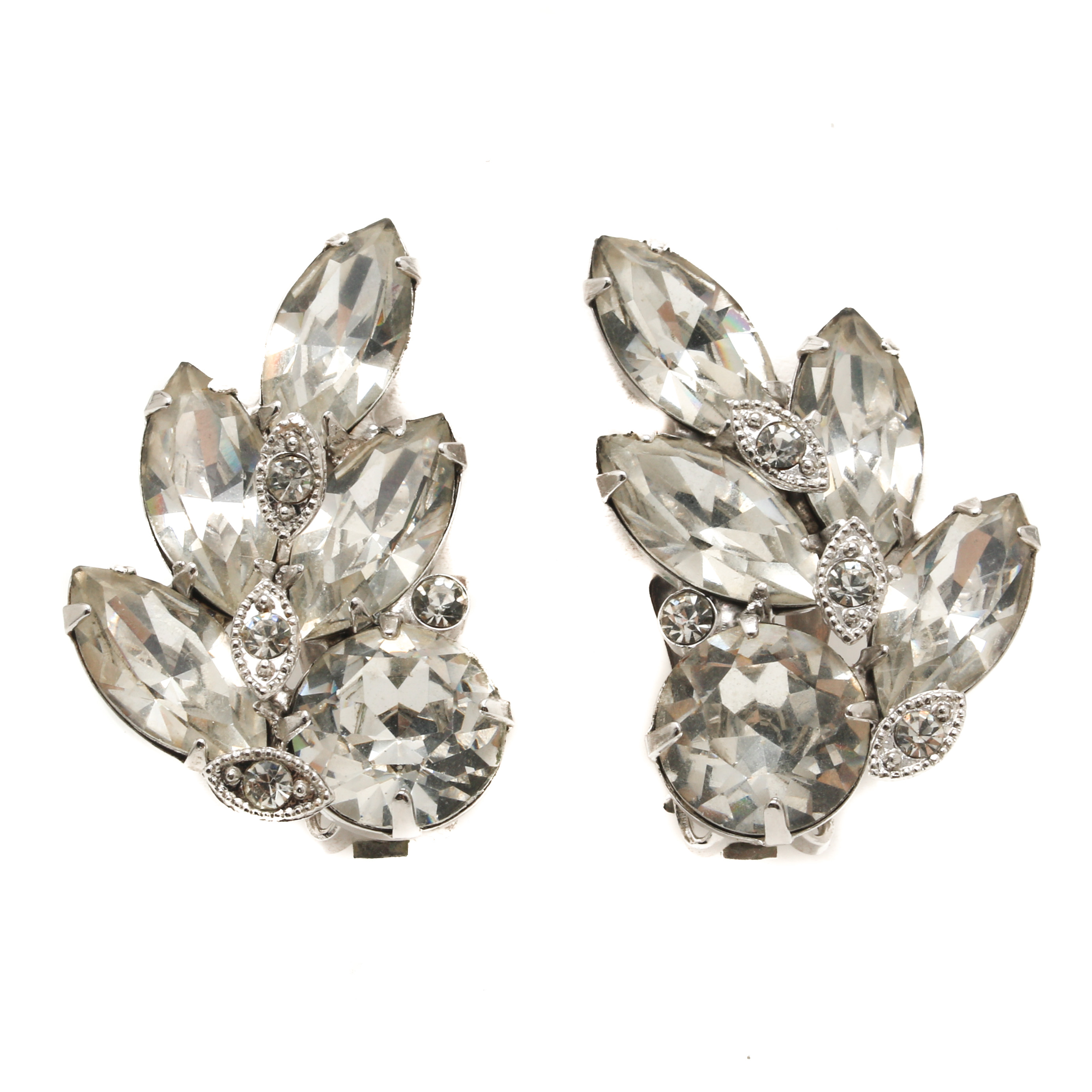 Selection of Eisenberg and Jomaz Silver Tone Glass Demi Parure Jewelry