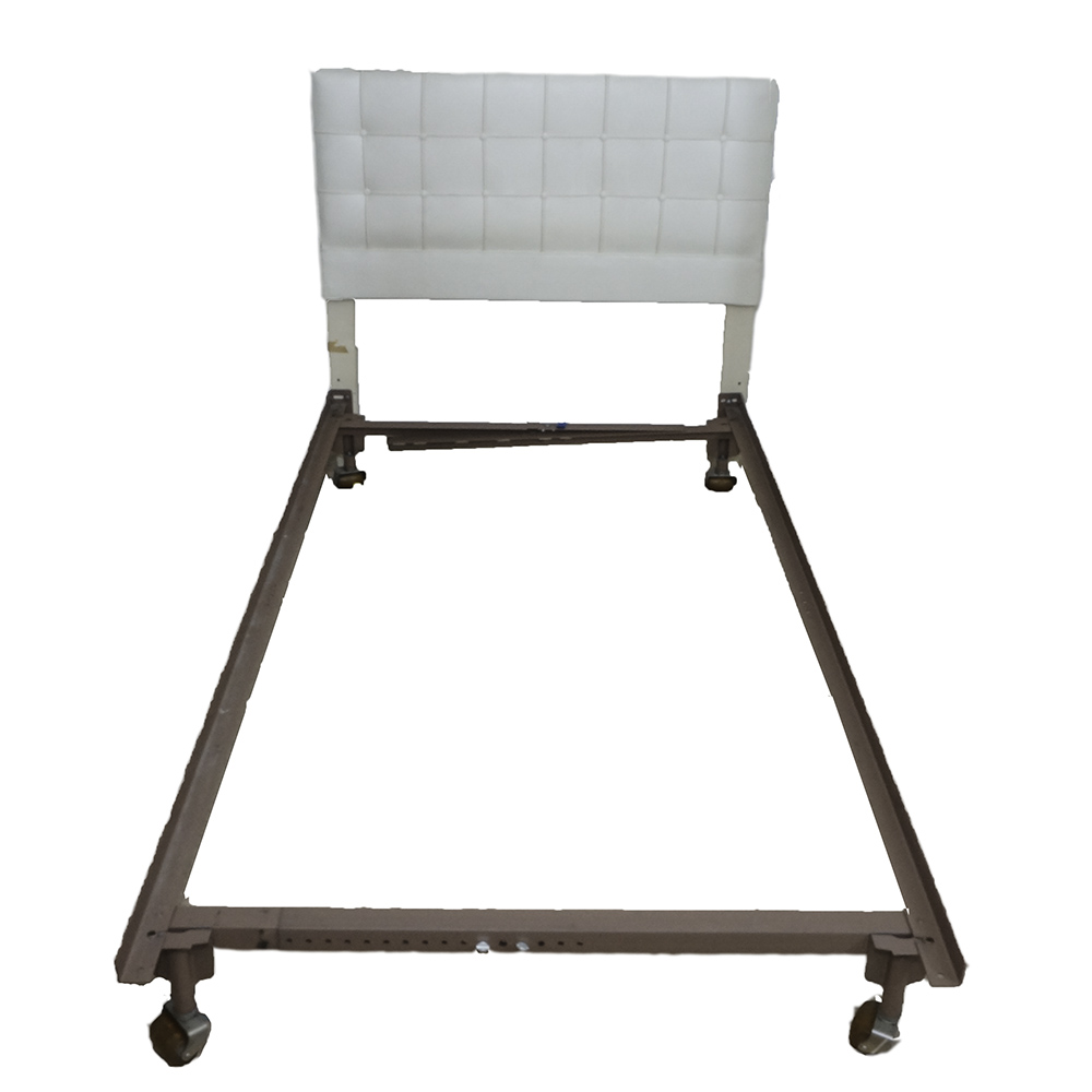 Modern Style White Leather Twin Headboard with Frame by Siesta