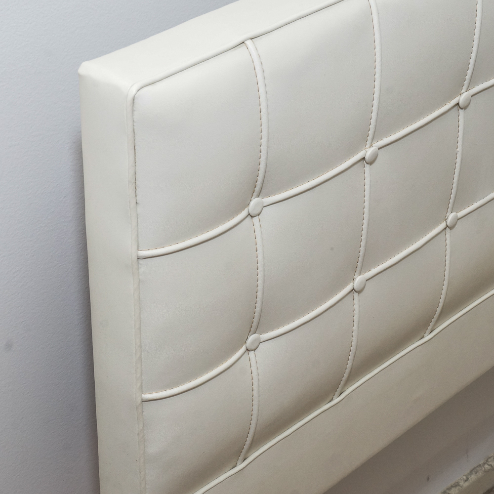 Modern Style White Leather Twin Headboard with Frame by Siesta