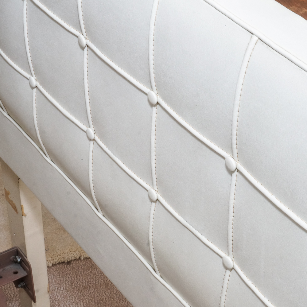 Modern Style White Leather Twin Headboard with Frame by Siesta