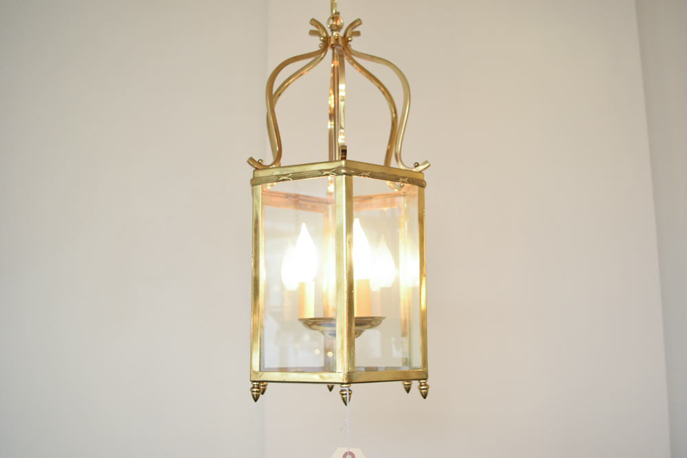 Brass Hexagonal Shade Pendant Light