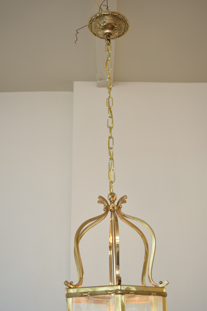 Brass Hexagonal Shade Pendant Light