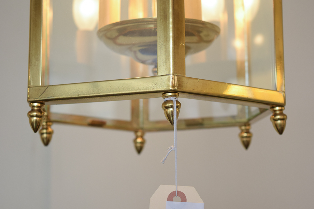Brass Hexagonal Shade Pendant Light