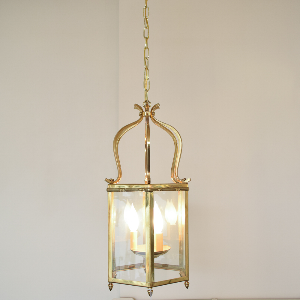 Brass Hexagonal Shade Pendant Light