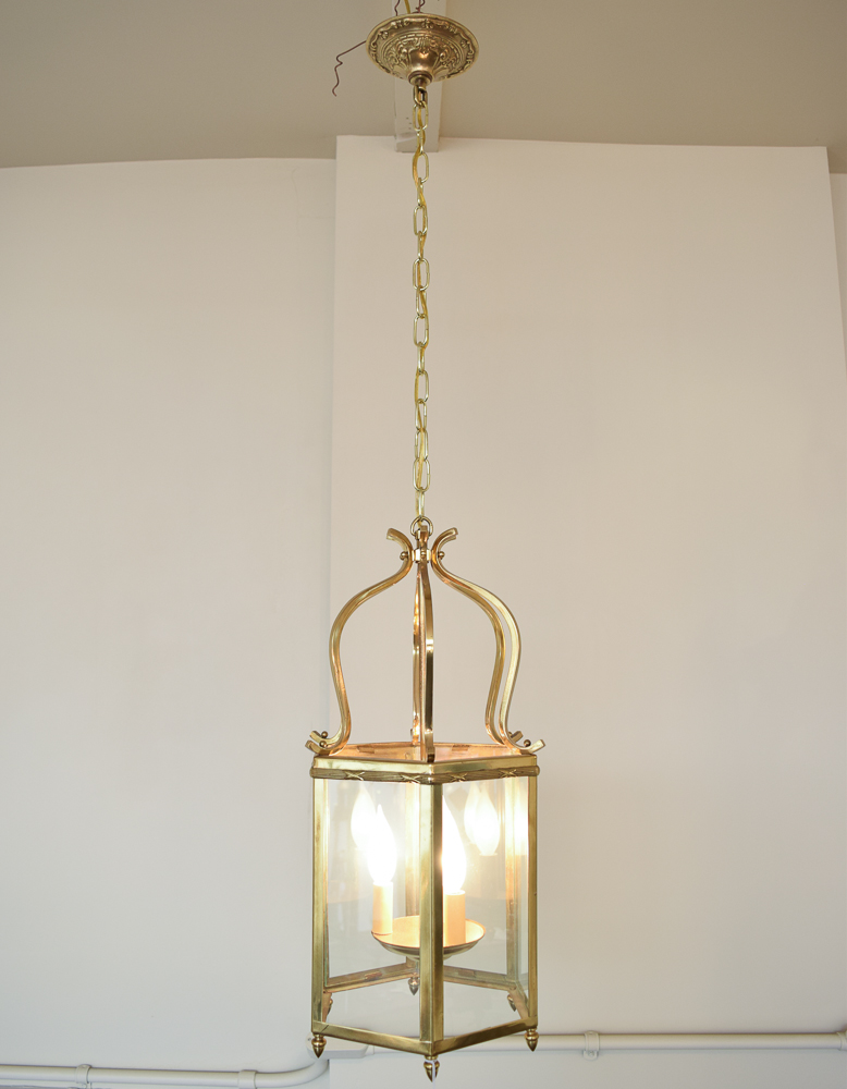 Brass Hexagonal Shade Pendant Light