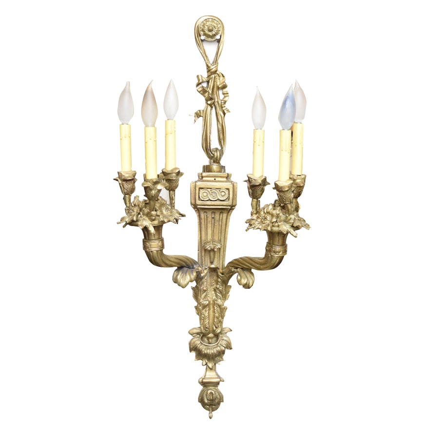 Brass Candlestick Light Sconce