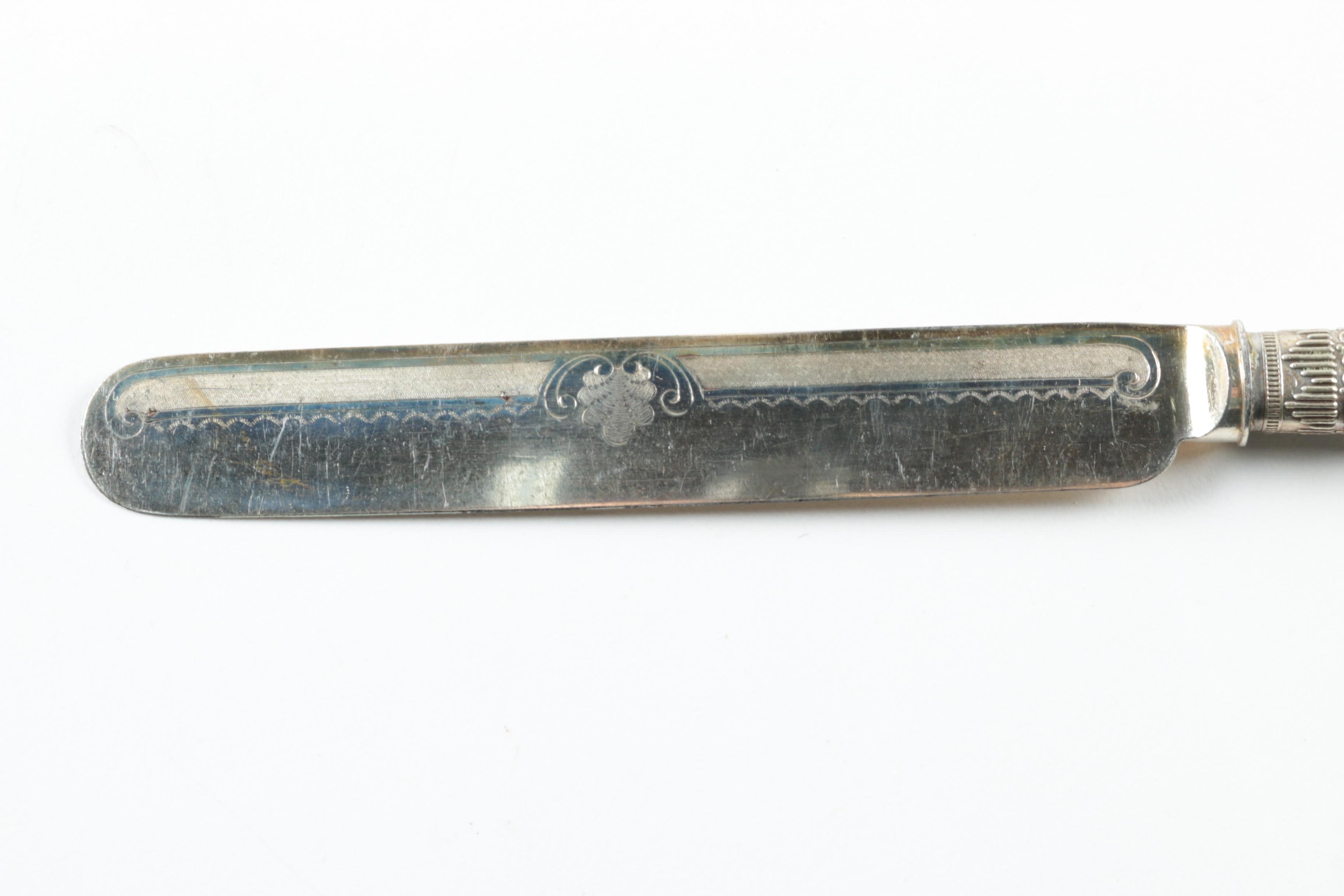 Set of Celluloid Handled Silver Plate Flatware