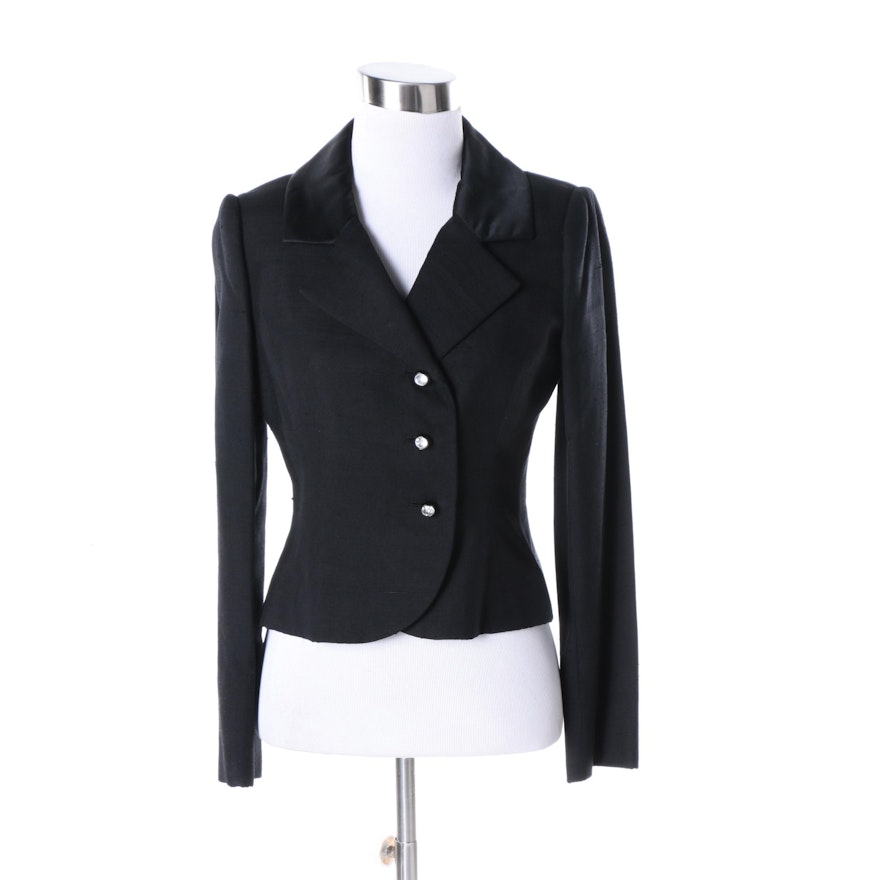 Women's Vintage Cardinali Black Cotton Suit Jacket