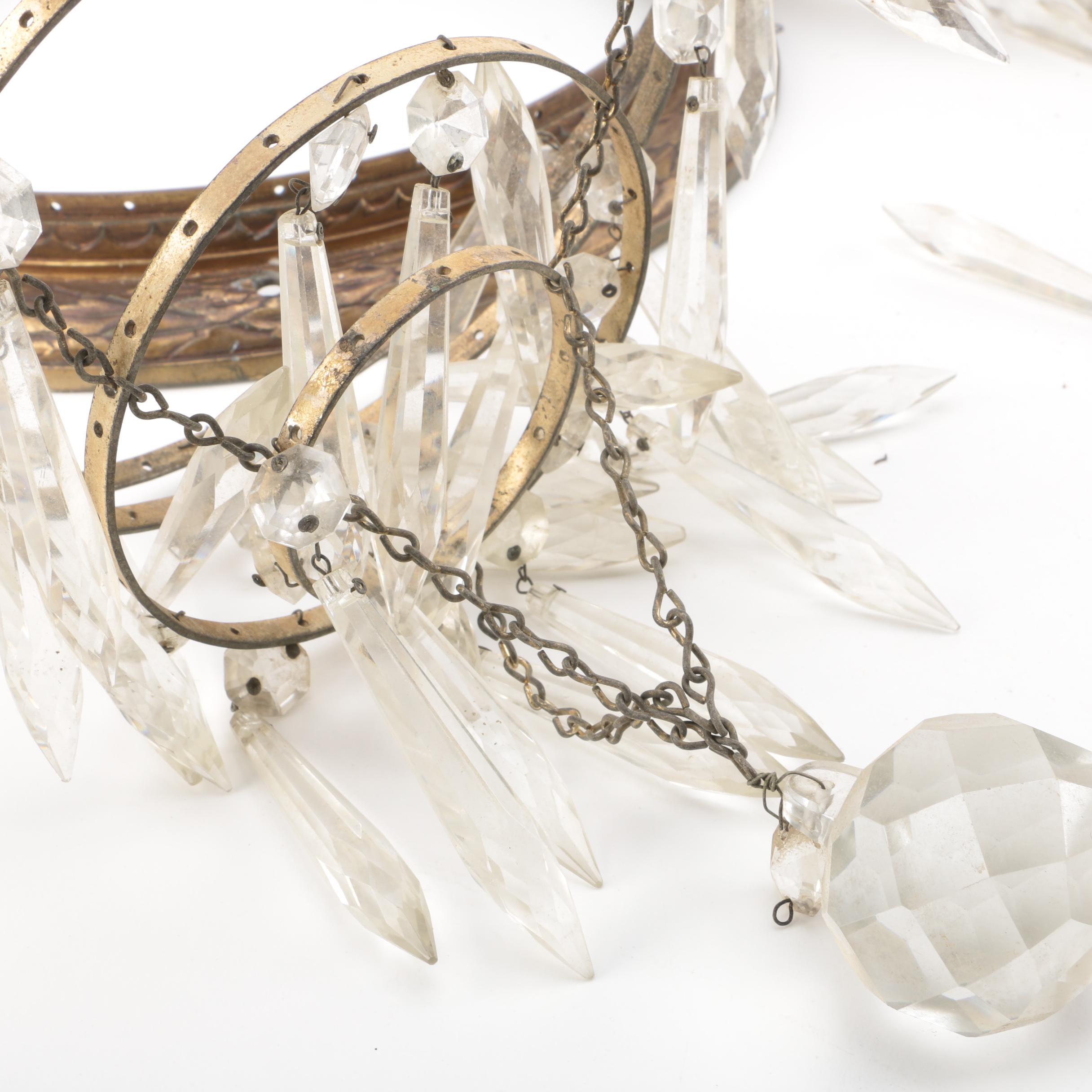 Pair of Chandeliers Shades with Crystal Prism Accent