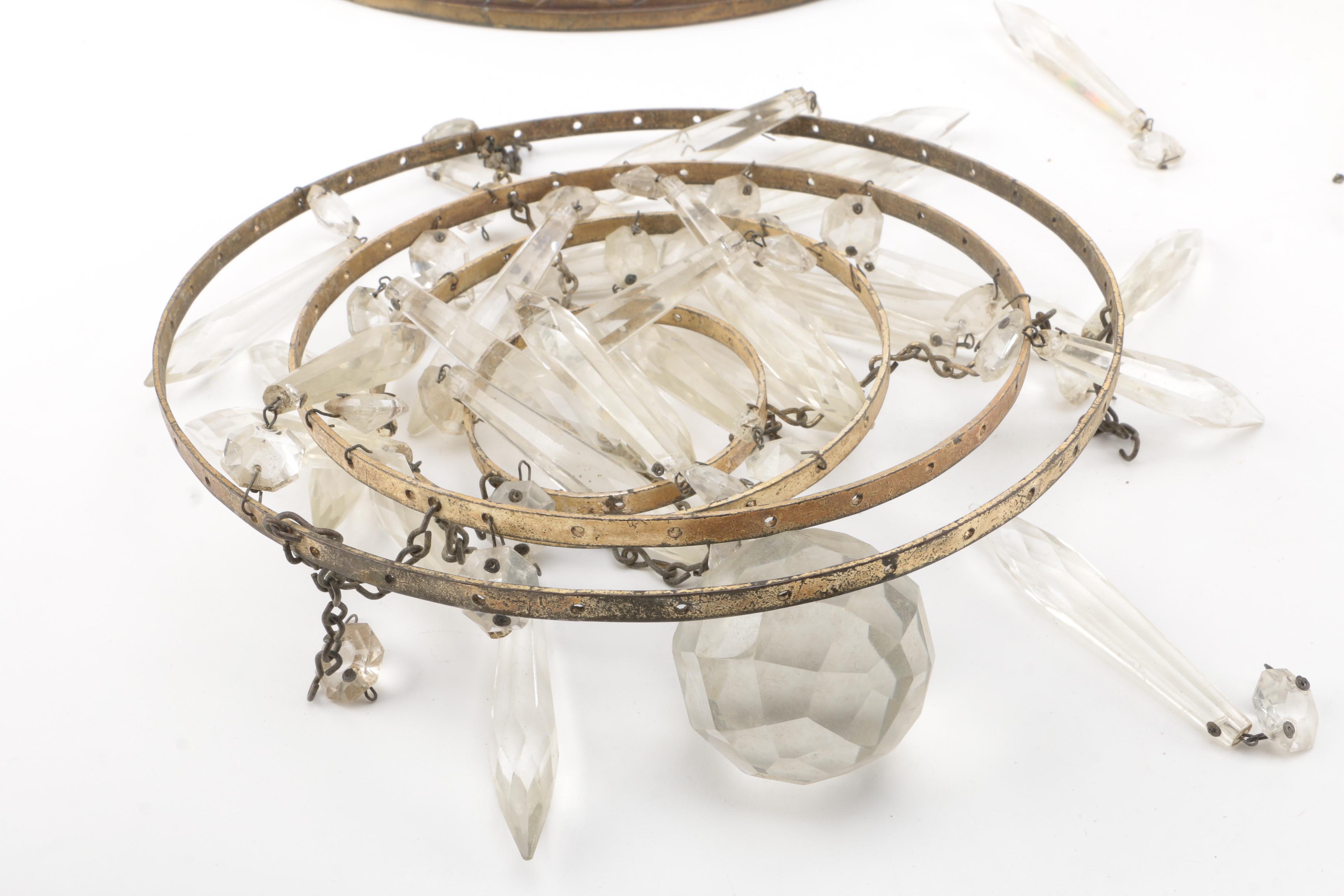 Pair of Chandeliers Shades with Crystal Prism Accent