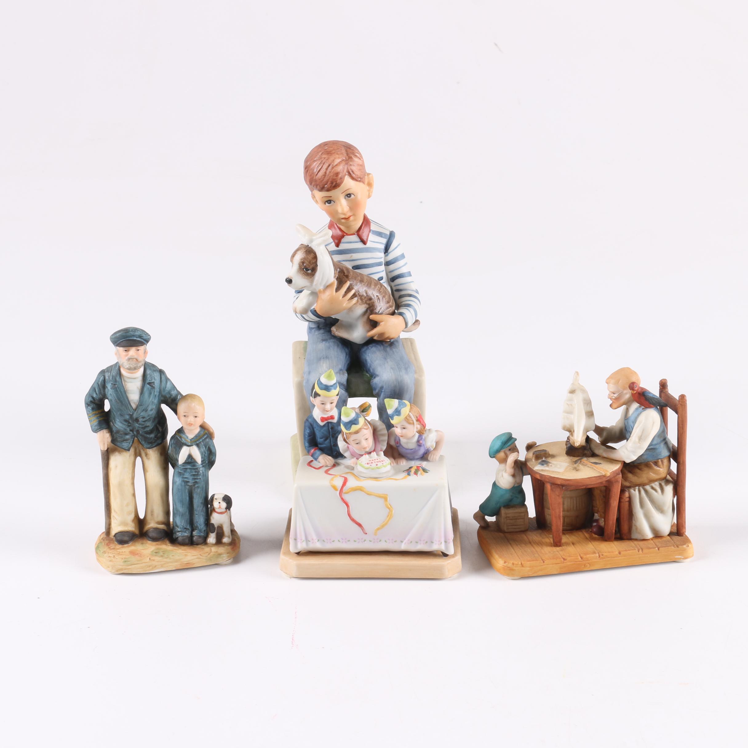 Vintage Norman Rockwell Figurines Including Gorham