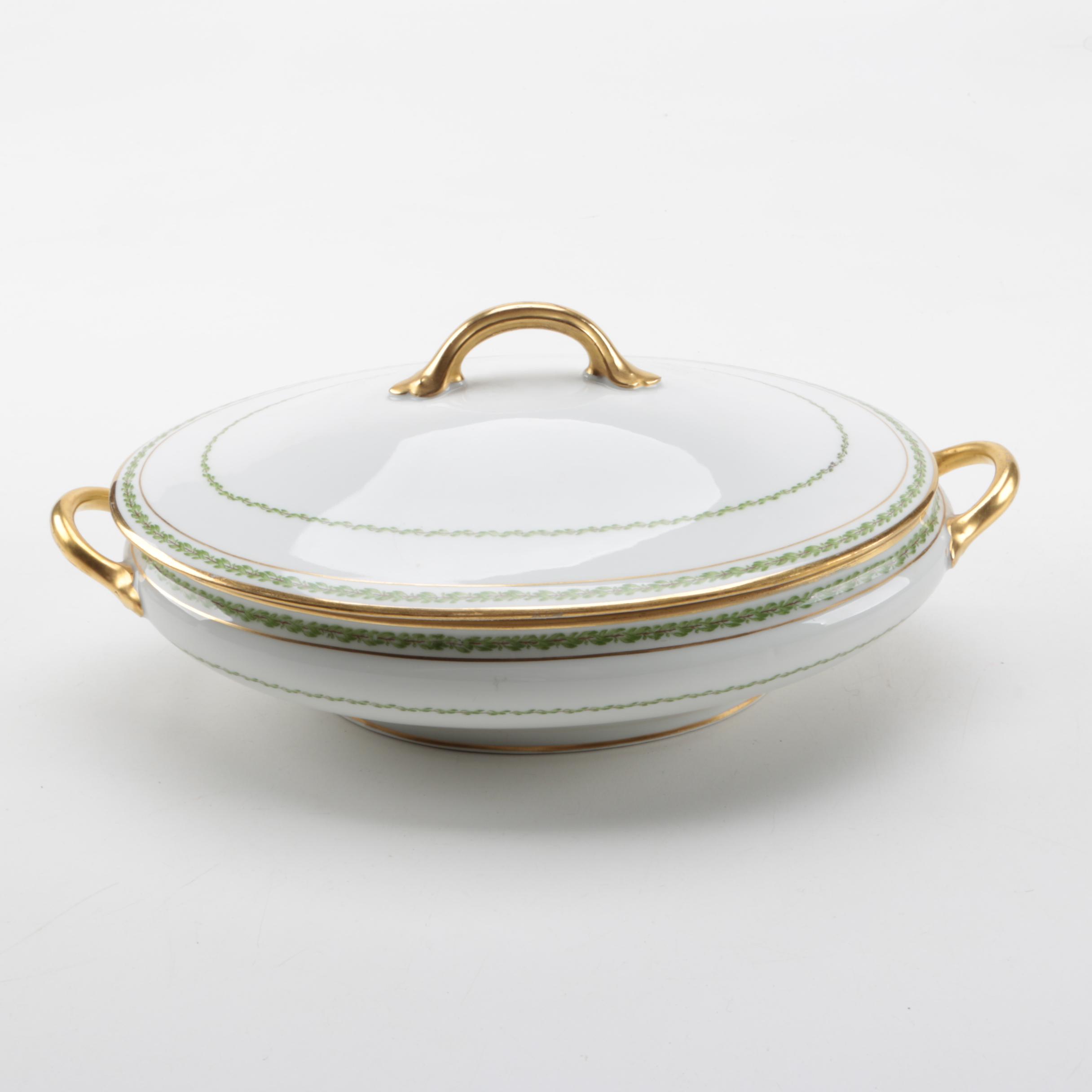 Circa 1920s GDA Haviland "Castiglione" Limoges Porcelain Covered Vegetable Dish