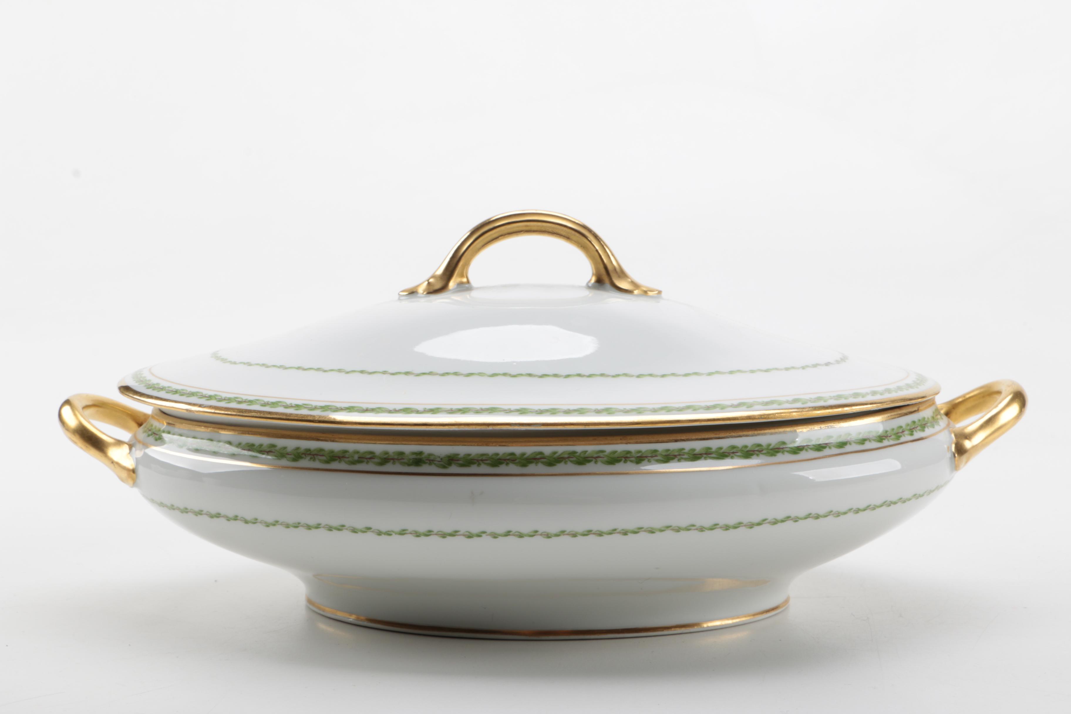 Circa 1920s GDA Haviland "Castiglione" Limoges Porcelain Covered Vegetable Dish