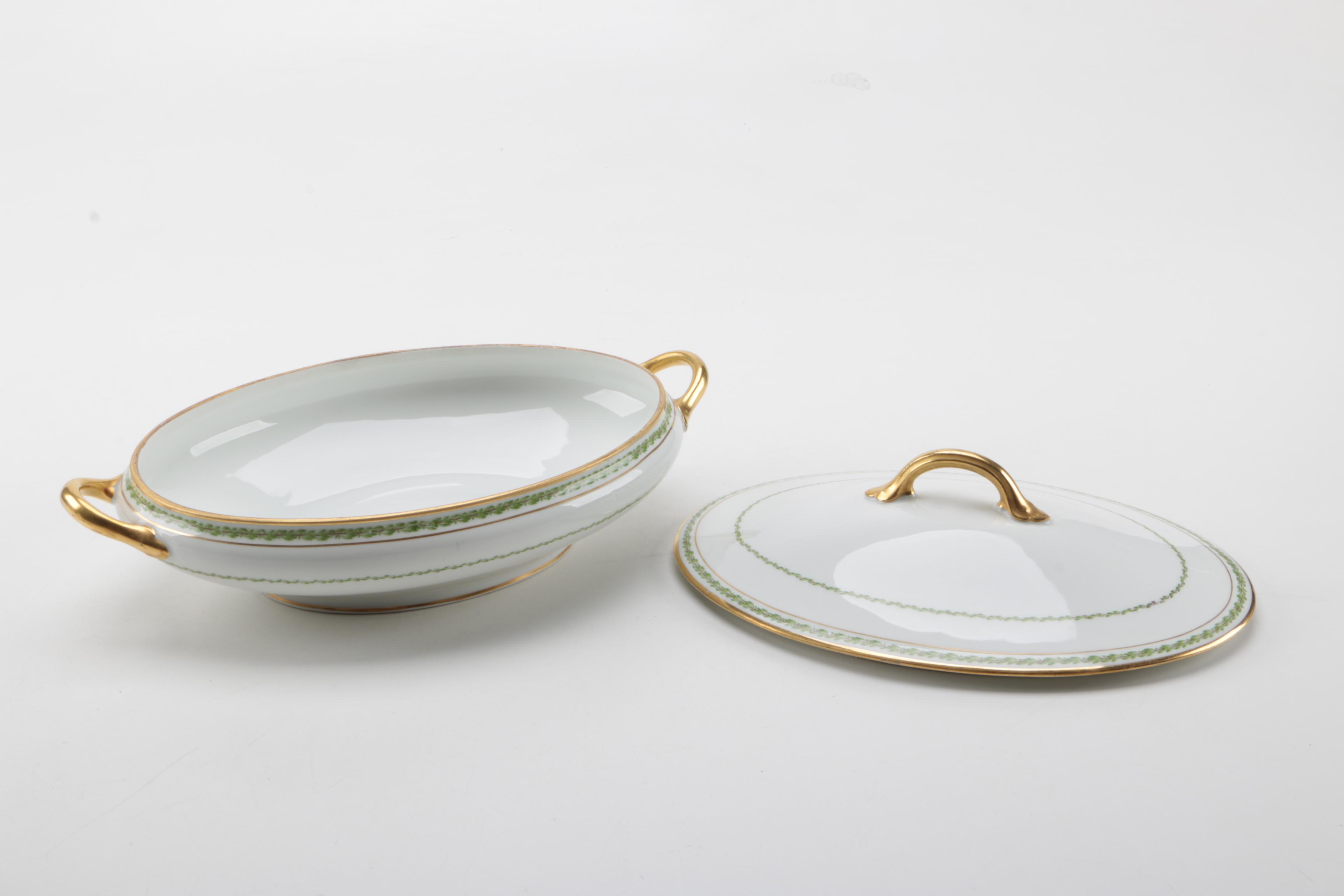 Circa 1920s GDA Haviland "Castiglione" Limoges Porcelain Covered Vegetable Dish