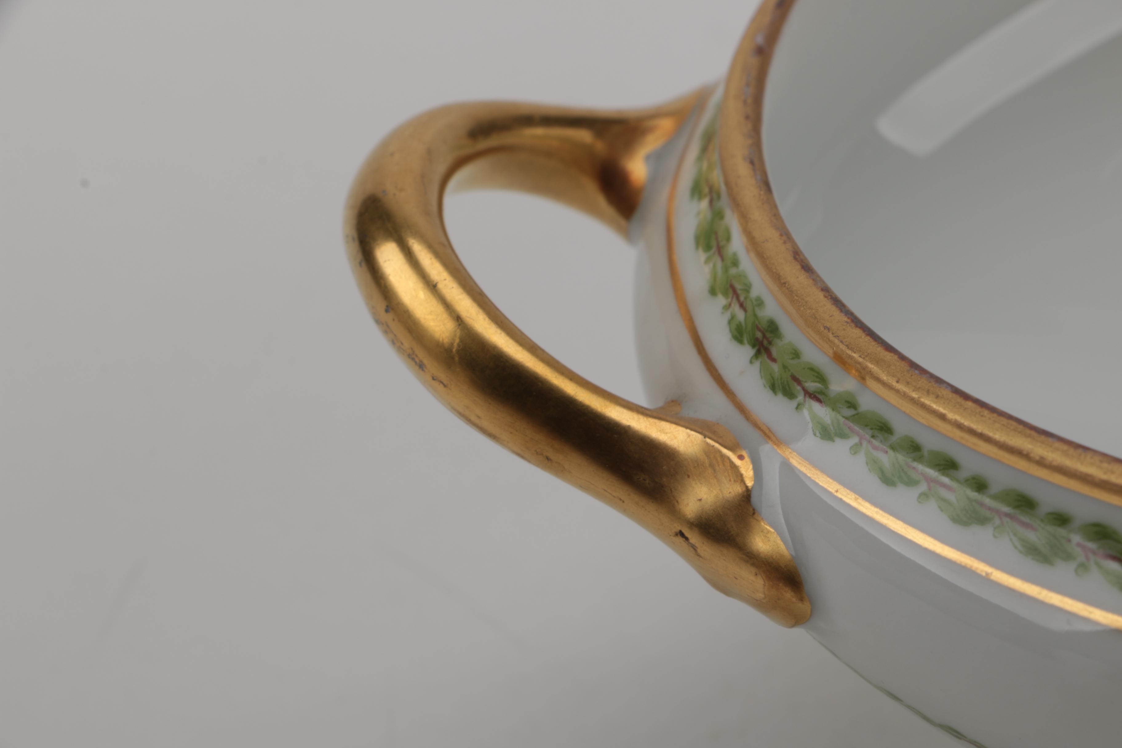 Circa 1920s GDA Haviland "Castiglione" Limoges Porcelain Covered Vegetable Dish