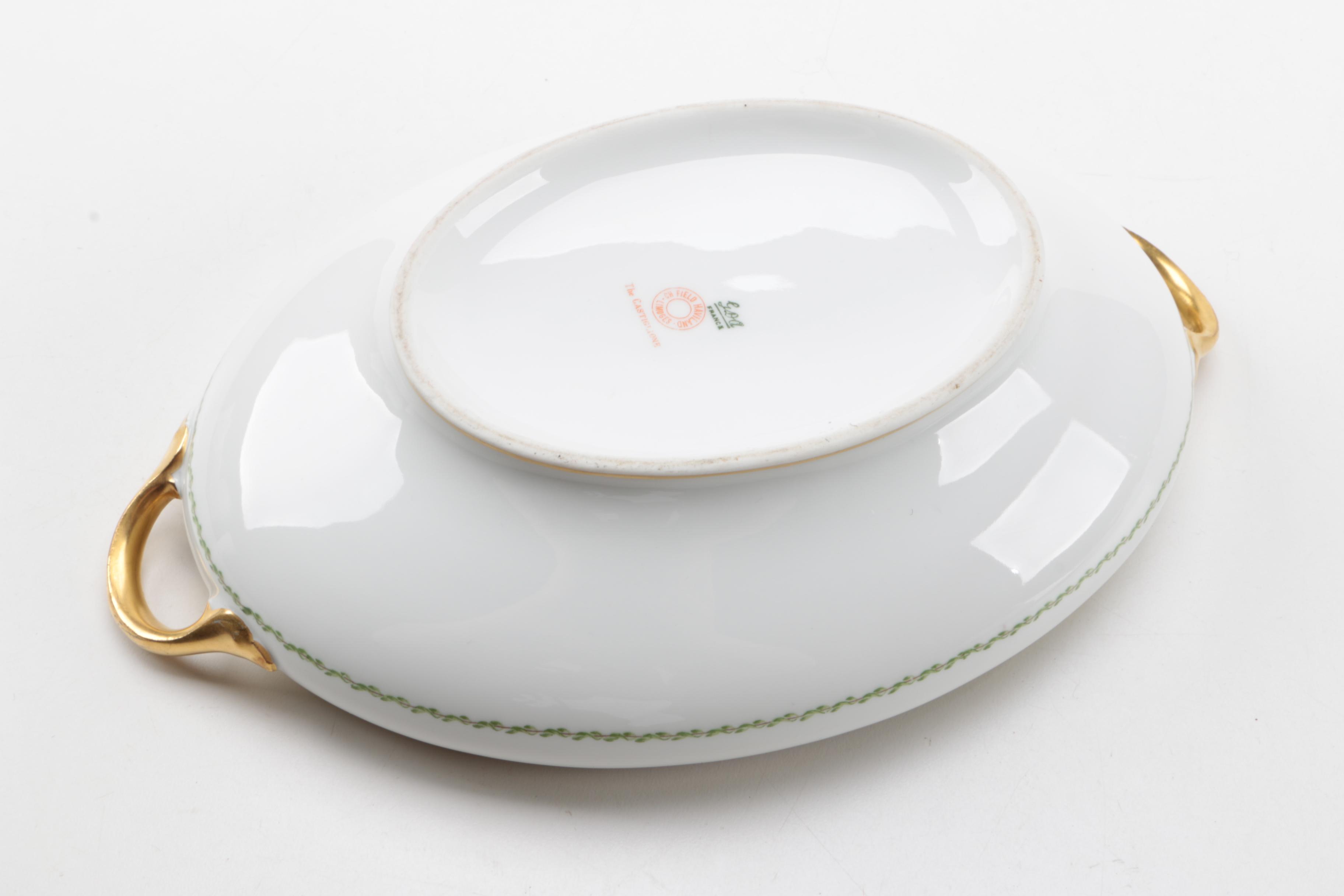 Circa 1920s GDA Haviland "Castiglione" Limoges Porcelain Covered Vegetable Dish