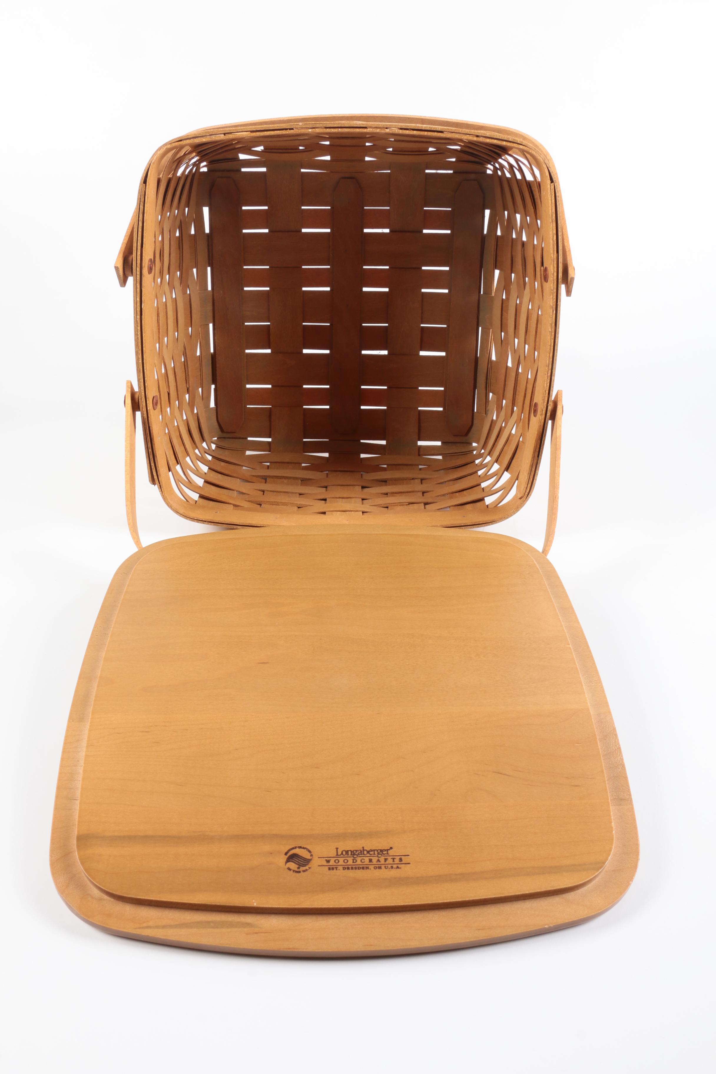 Pair of Double Handled Picnic Baskets with Platforms Featuring Longaberger
