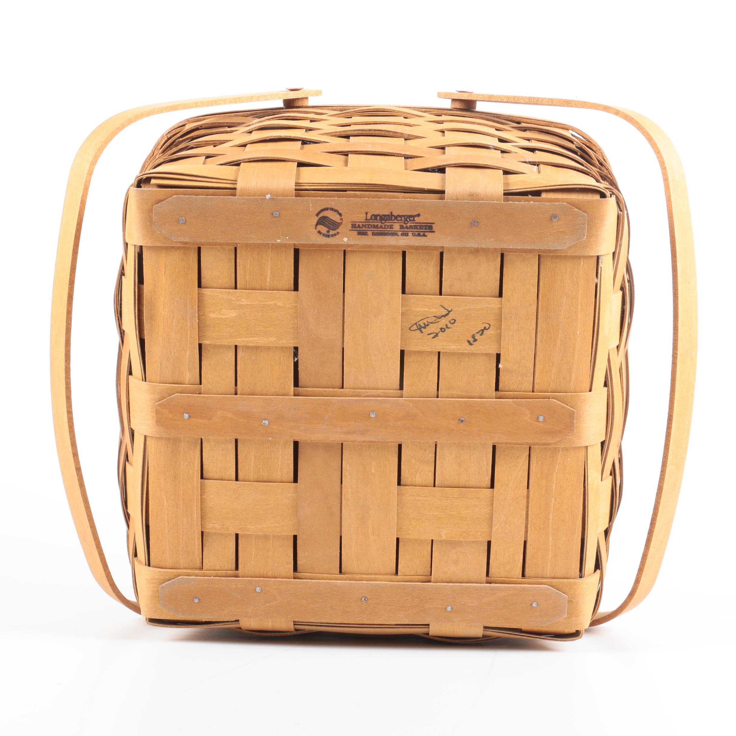 Pair of Double Handled Picnic Baskets with Platforms Featuring Longaberger