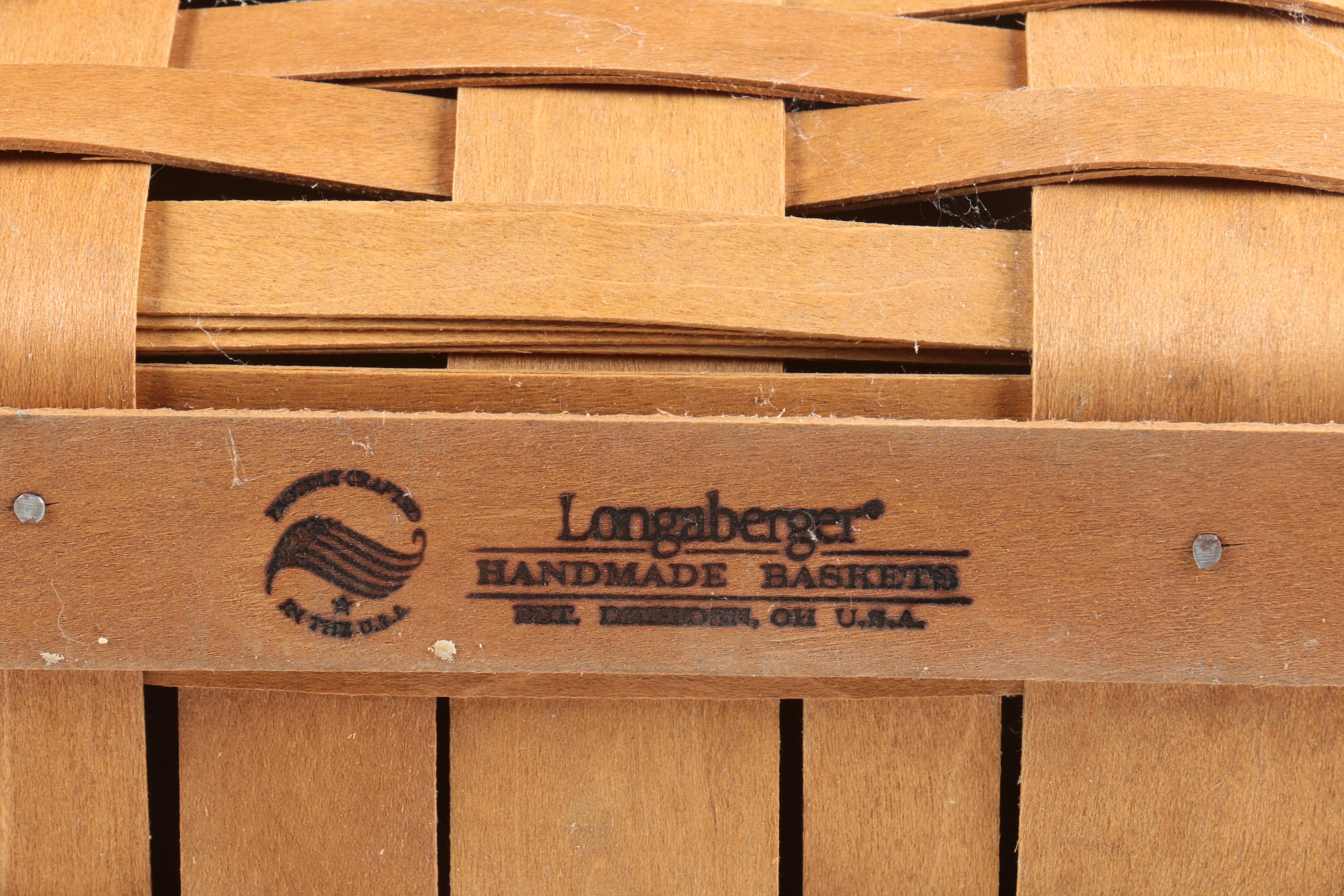 Pair of Double Handled Picnic Baskets with Platforms Featuring Longaberger