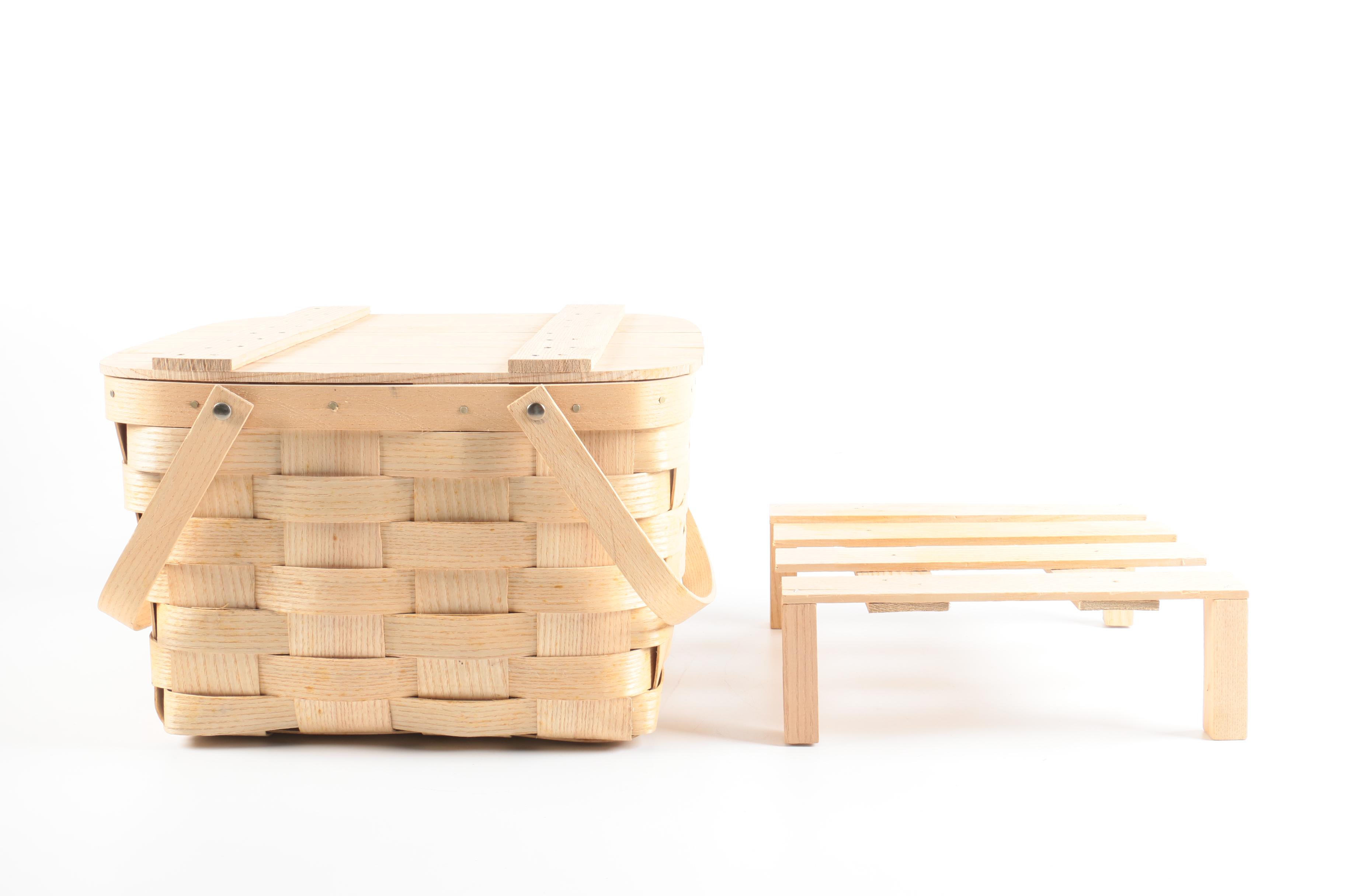 Pair of Double Handled Picnic Baskets with Platforms Featuring Longaberger