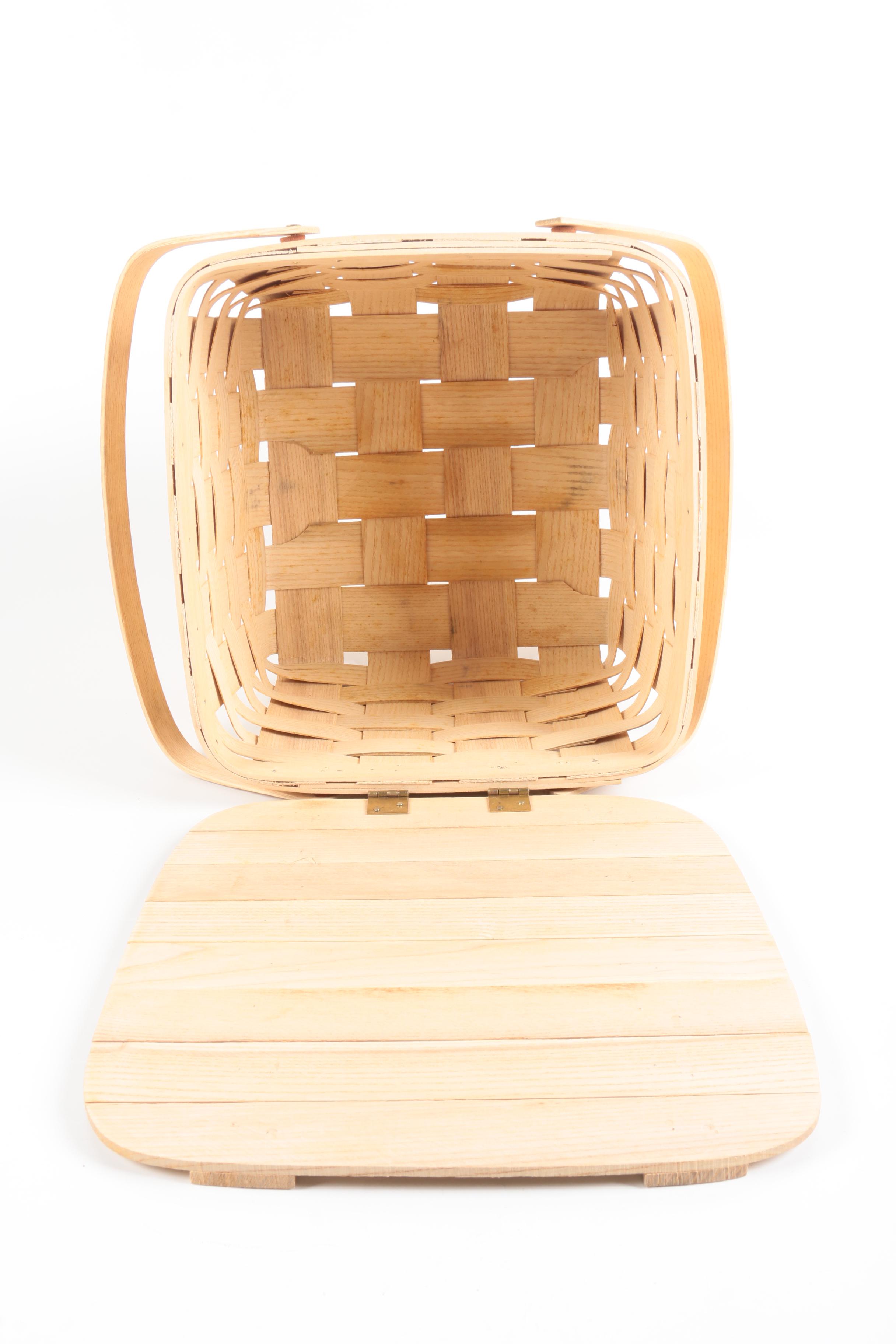 Pair of Double Handled Picnic Baskets with Platforms Featuring Longaberger