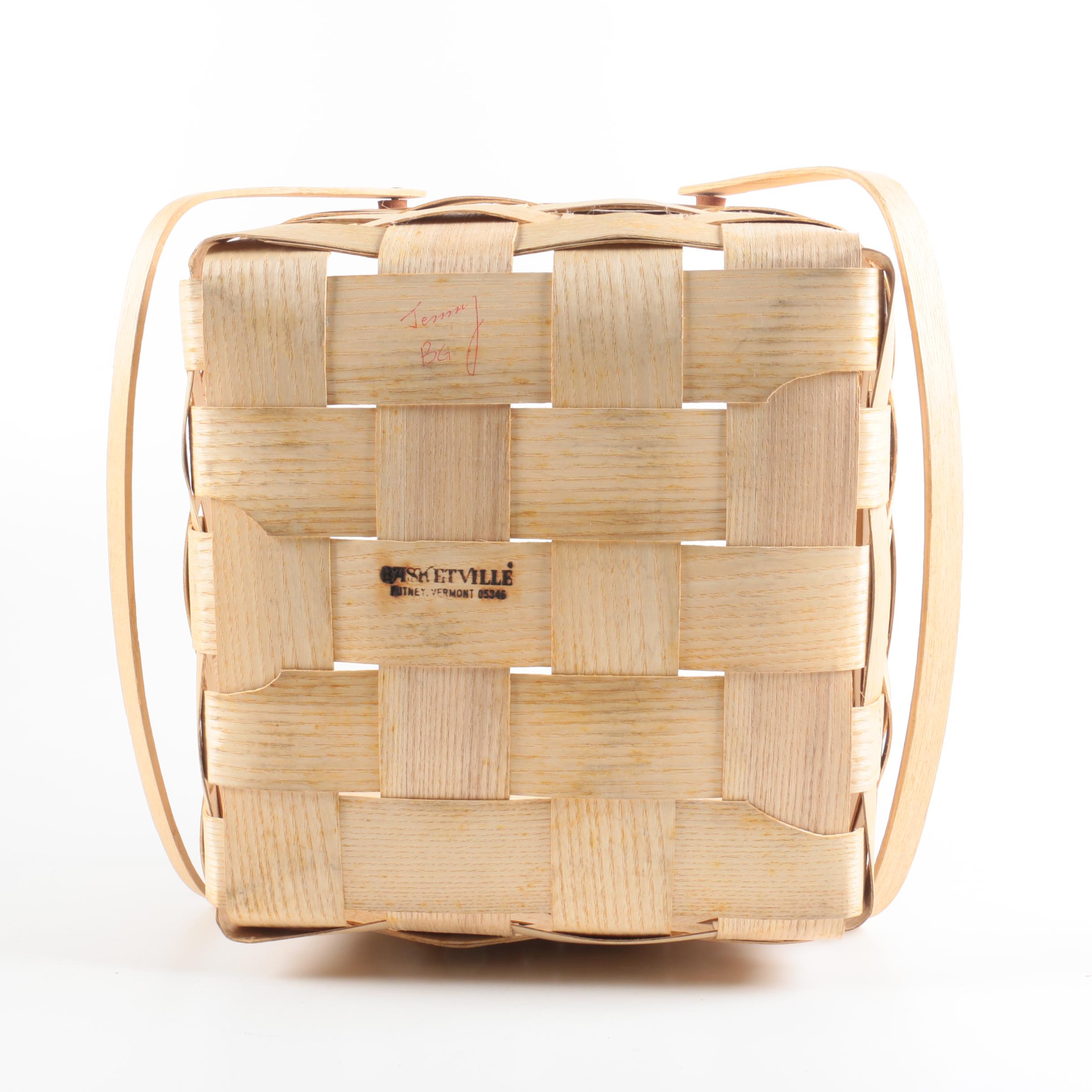 Pair of Double Handled Picnic Baskets with Platforms Featuring Longaberger