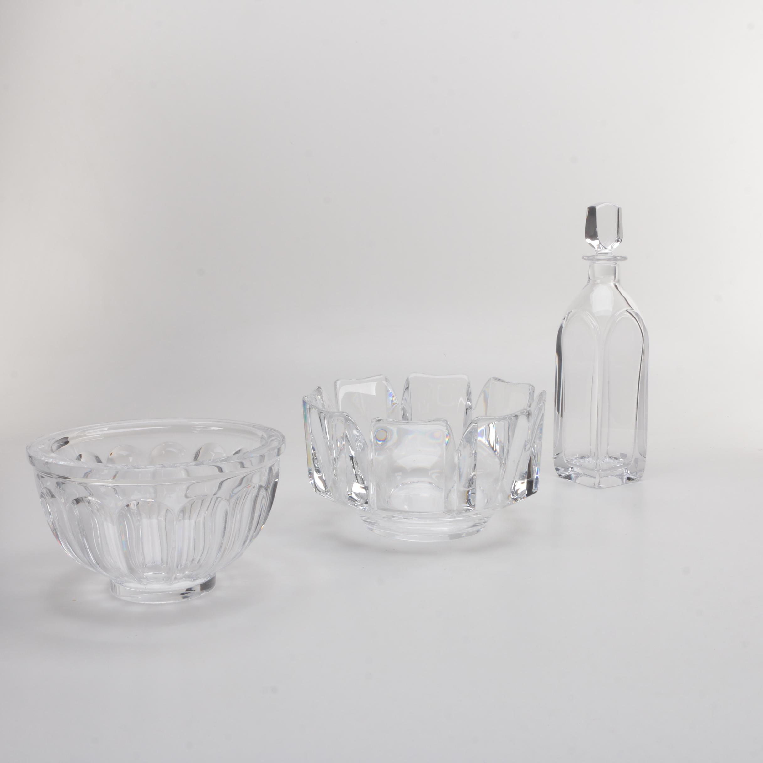 Orrefors Crystal Bowls and Decanter